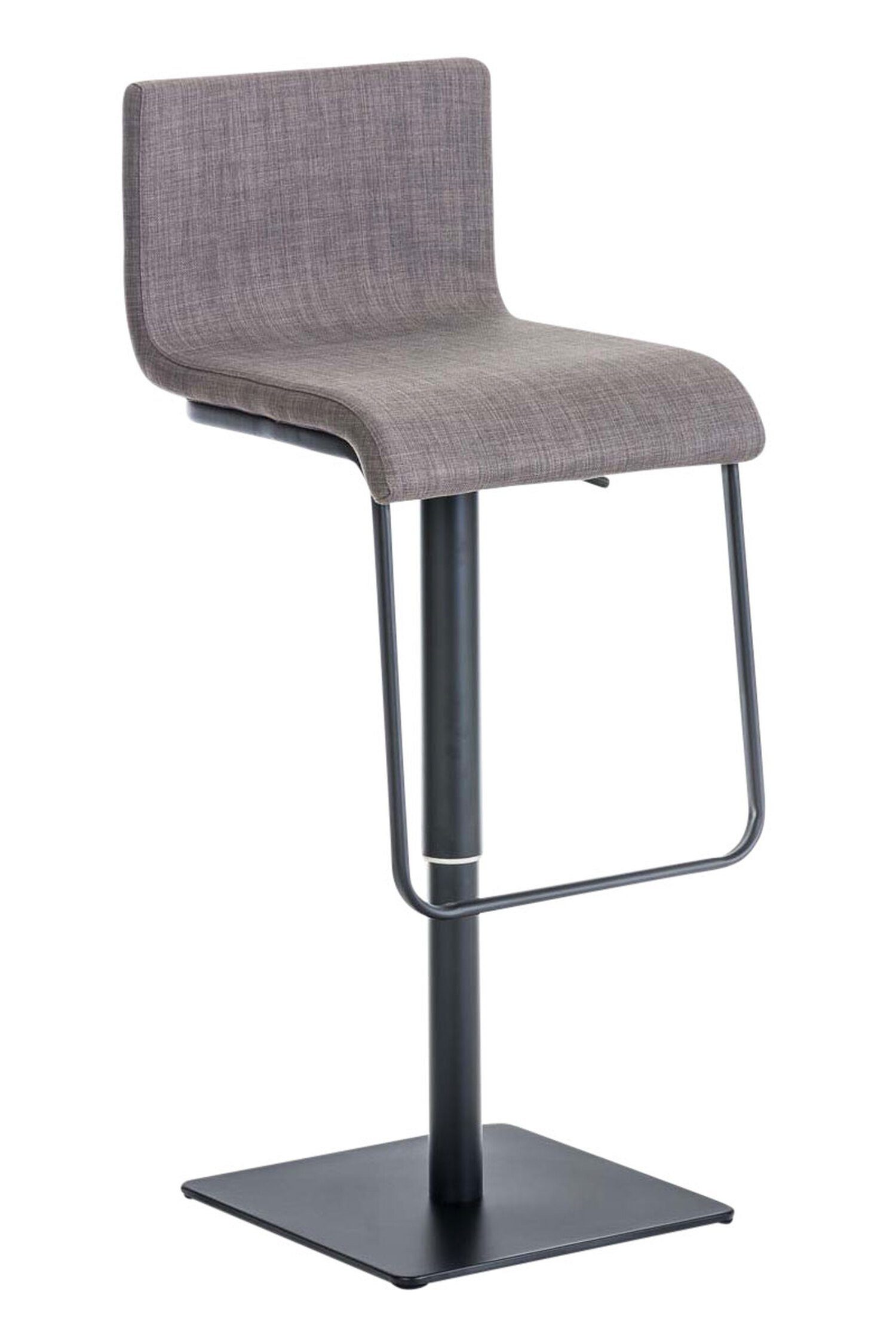 TPFLiving Barhocker Lima (mit Fußstütze - höhenverstellbar - Hocker für Theke & Küche), 360° drehbar - Metall schwarz matt - Sitzfläche: Stoff Grau