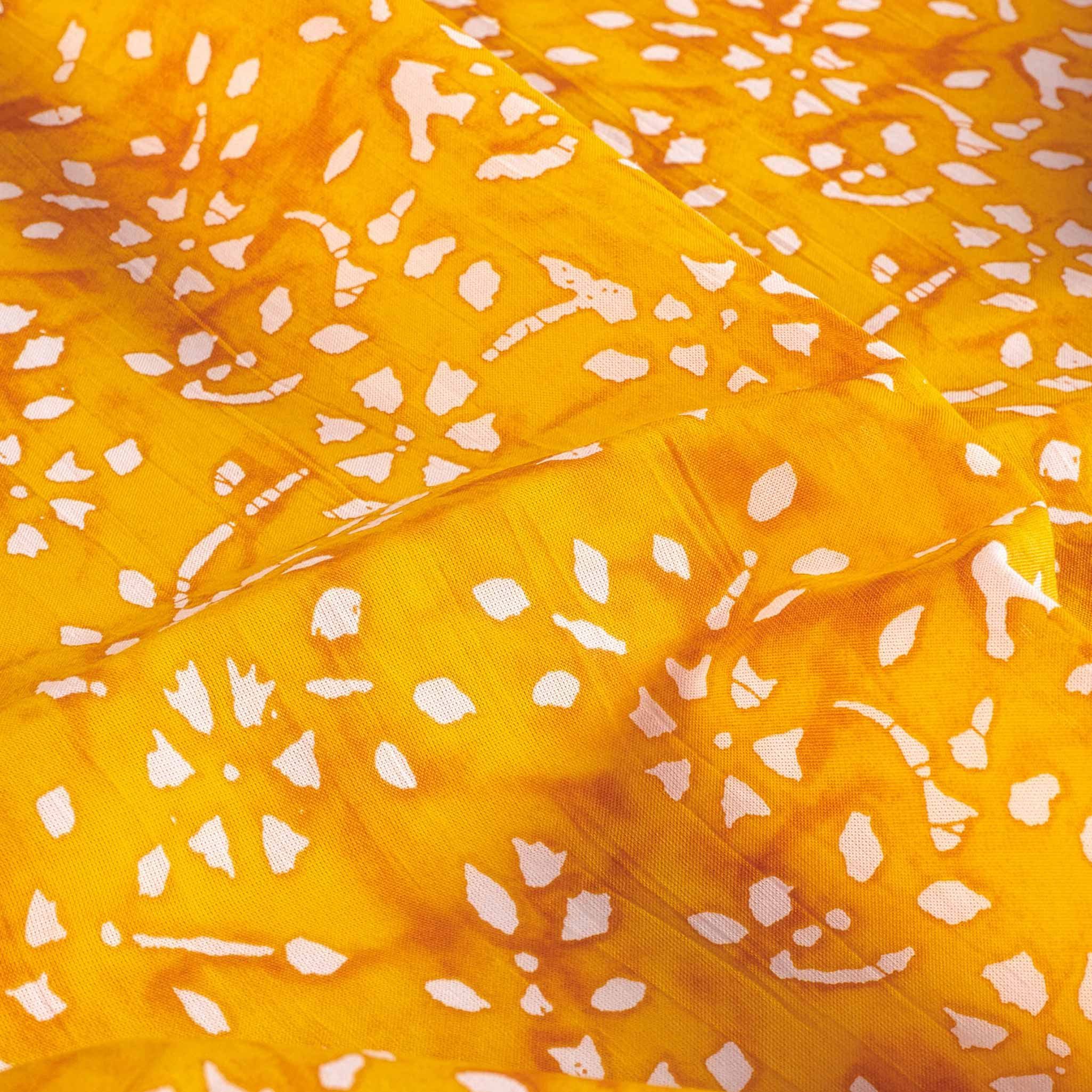 maDDma Stoff Baumwoll-Voile Stoff Florales-Muster Batik Meterware 145cm breit, gelb