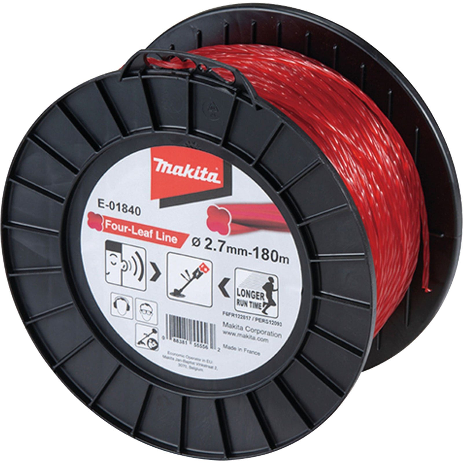 Makita Rasentrimmer-Deflektor Makita Mähfaden Four-Leaf Rot 180 m Ø 2,7 mm - E-01840)