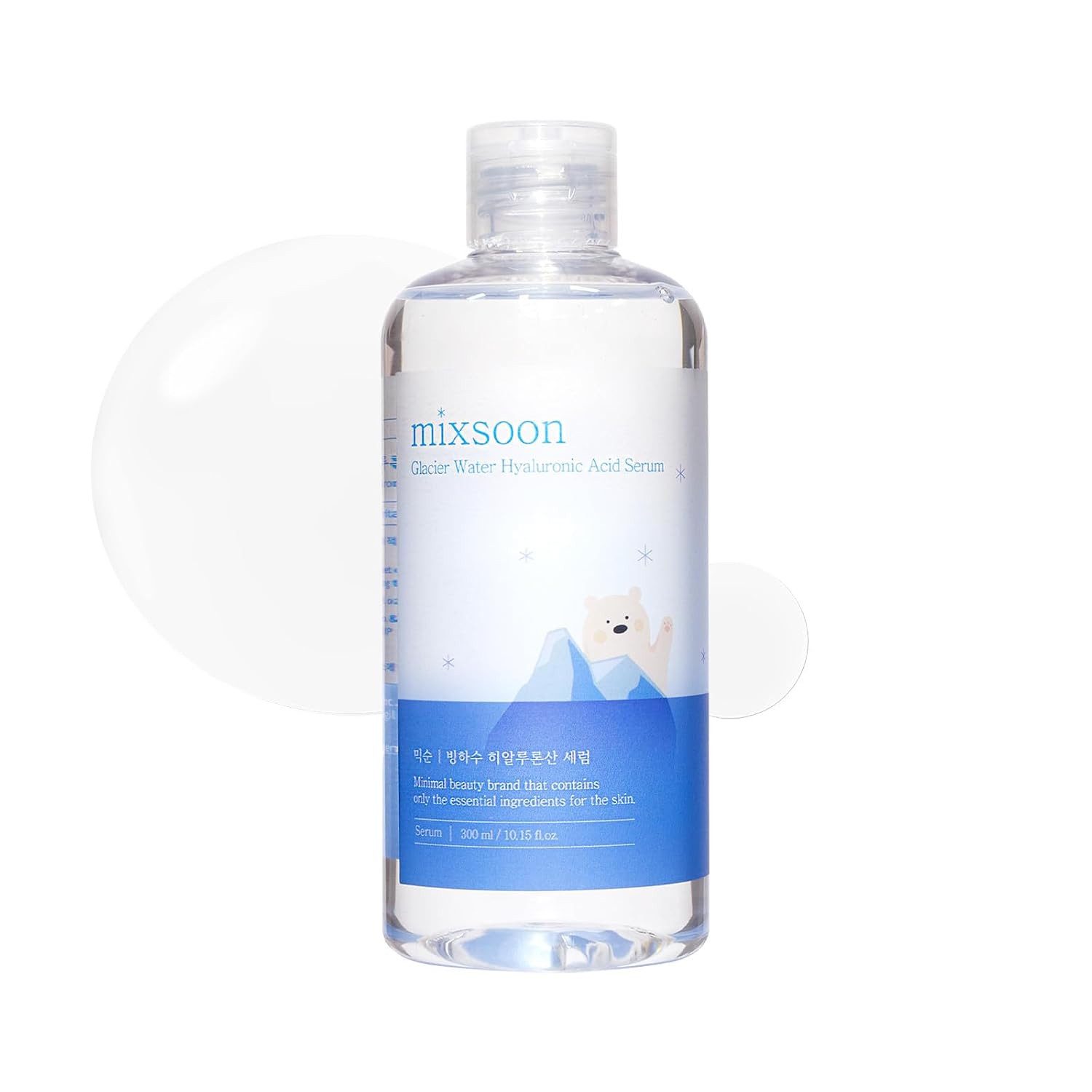 mixsoon Gesichtsserum Glacier Water Hyaluronic Acid Serum 300 ml, mit Hyaluronsäure und Glacier Water, leichte Feuchtigkeitspflege