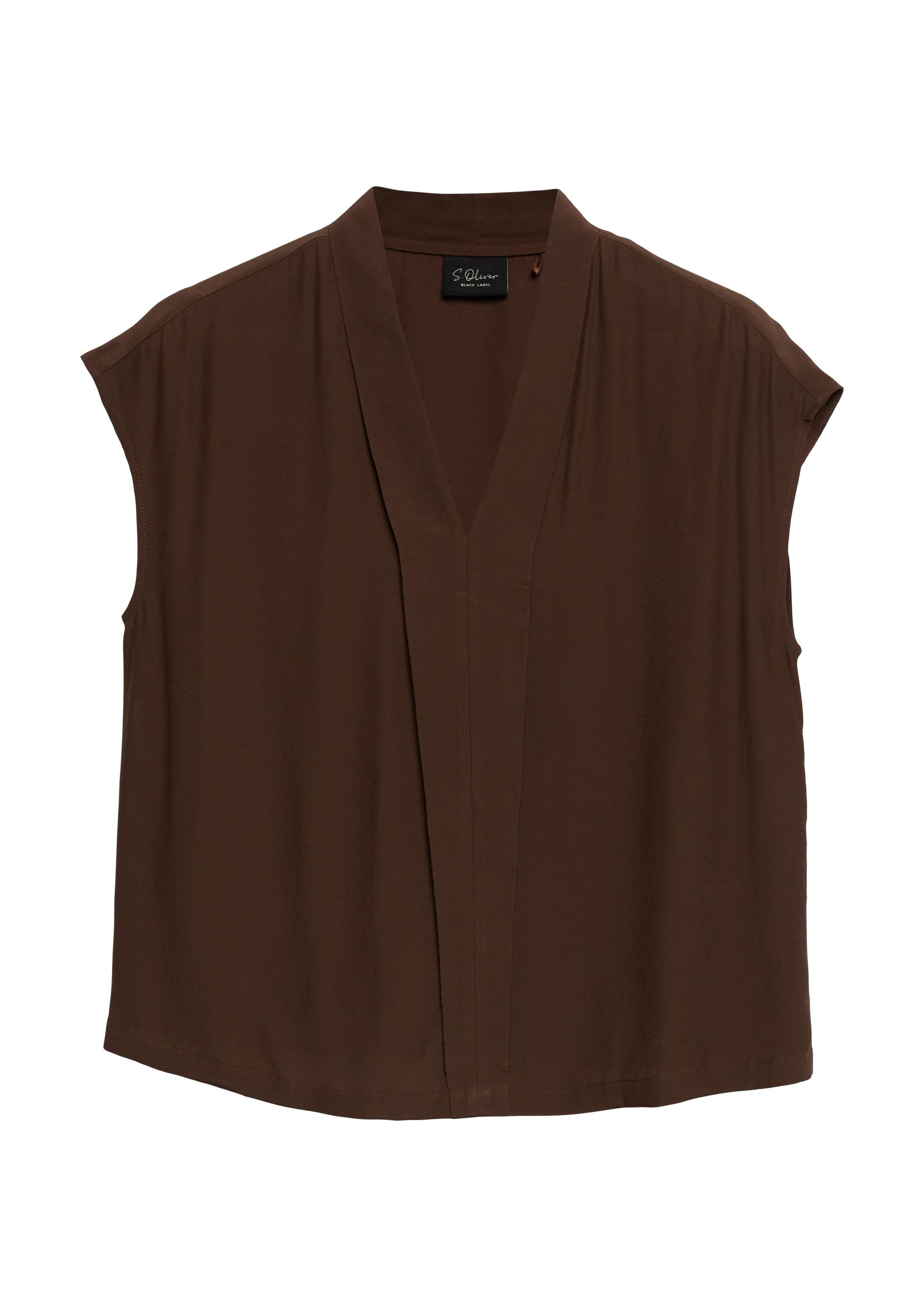 s.Oliver Blusentop Bluse Ärmellose Viskose-Bluse mit V-Ausschnitt