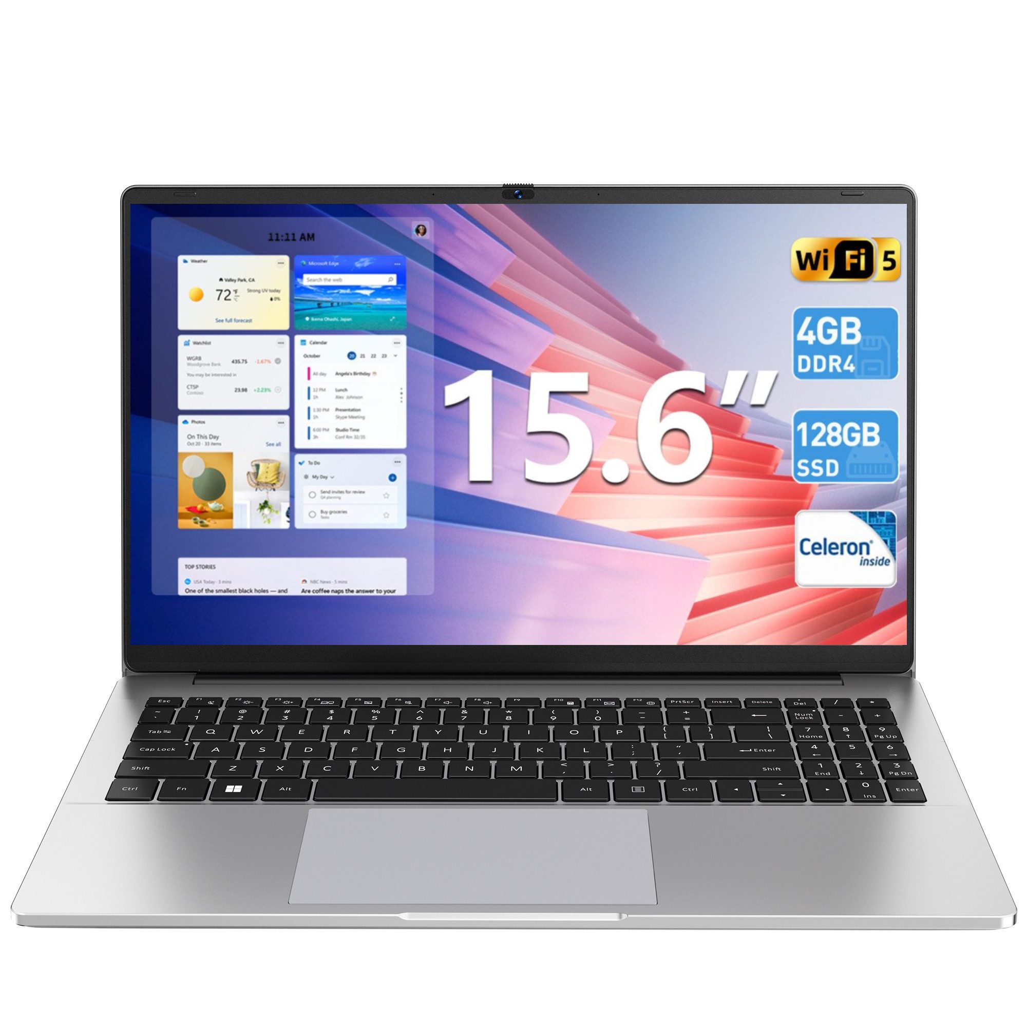 MENGHU 15,6 Zoll Laptop, 4GB RAM + 128GB ROM, Intel Celeron N4020, 5G WiFi Notebook (Intel Celeron N4000, 4 GB, 128 GB SSD, Gemini Lake Intel® Celeron® Processor N Series)