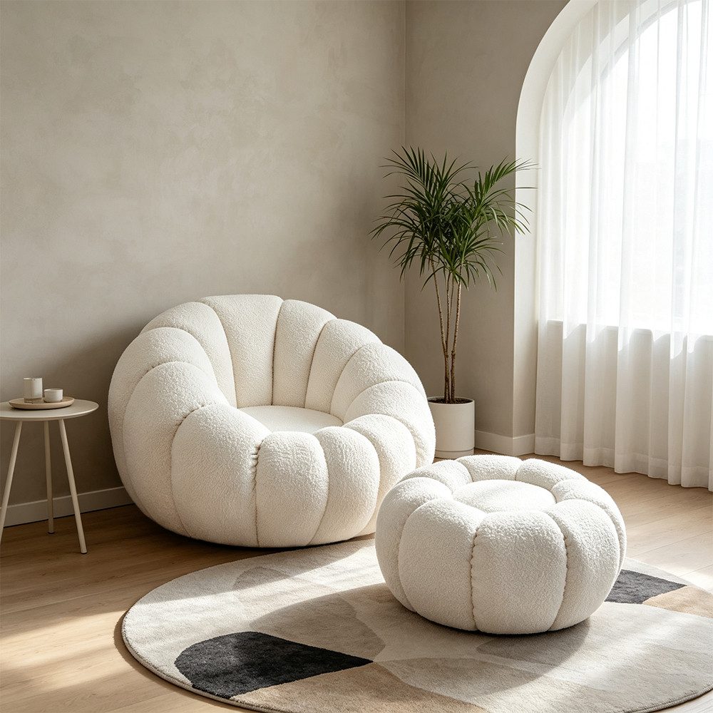 Muxing Loungesessel Teddy-Loungesessel, weich gepolstert, besonderes Design (2-St) – Bild 3 von 5