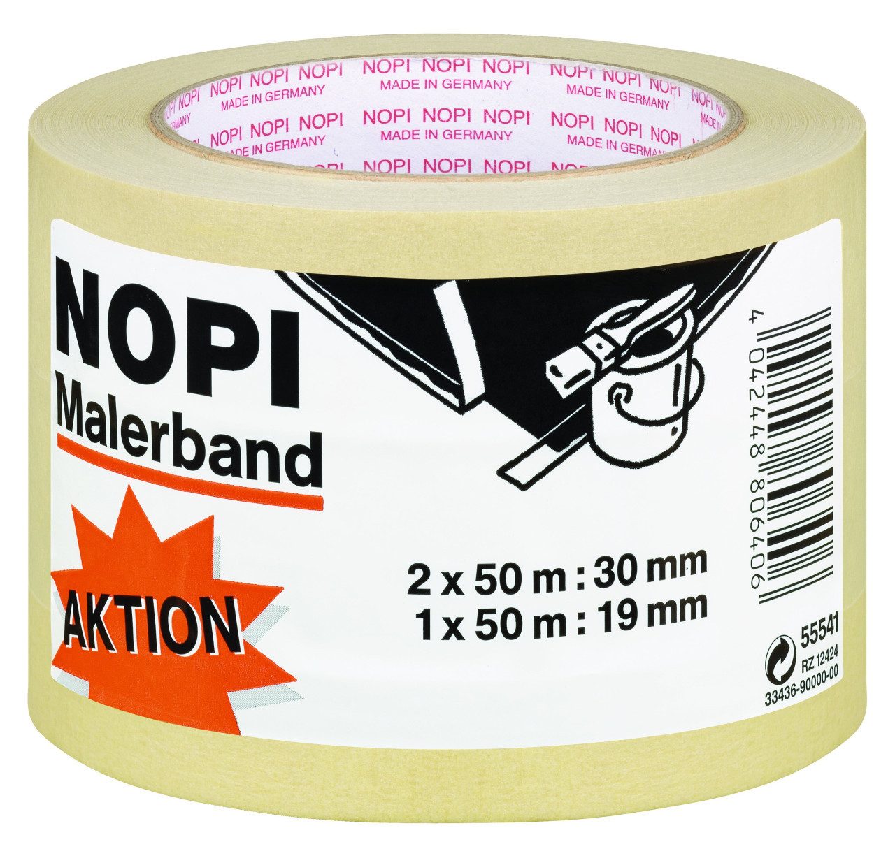 NOPI Kreppband NOPI Malerkrepp 3-er Pack 2 x (50 m x 30 mm) + 1 x