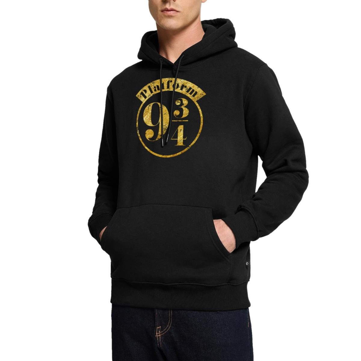 Spreadshirt Hoodie Harry Potter Platform 9 3/4 Gold Herren Premium Hoodie (1-tlg)