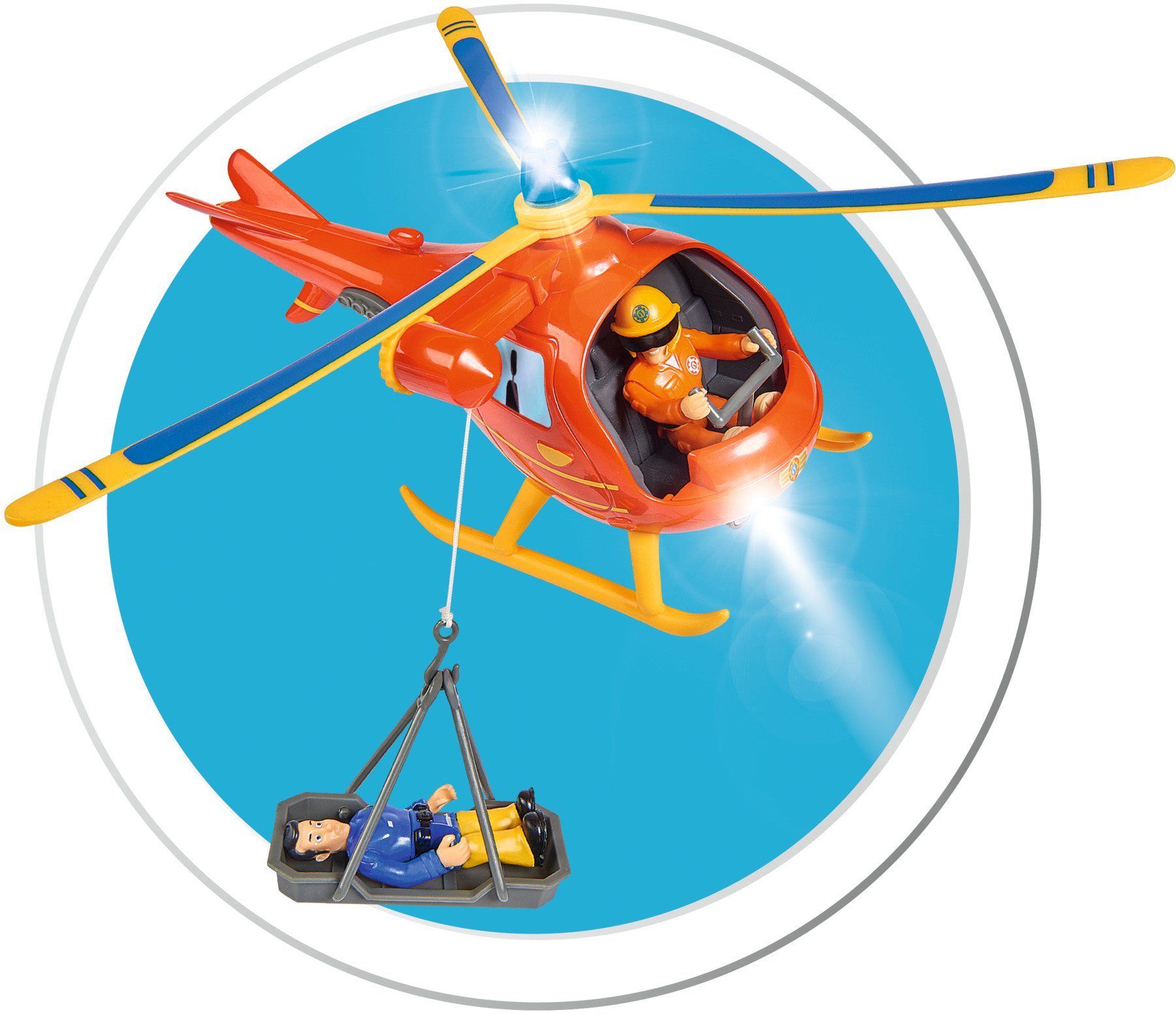 SIMBA Spielzeug-Hubschrauber Feuerwehrmann Sam, Wallaby, mit Sound- und Lichteffekten