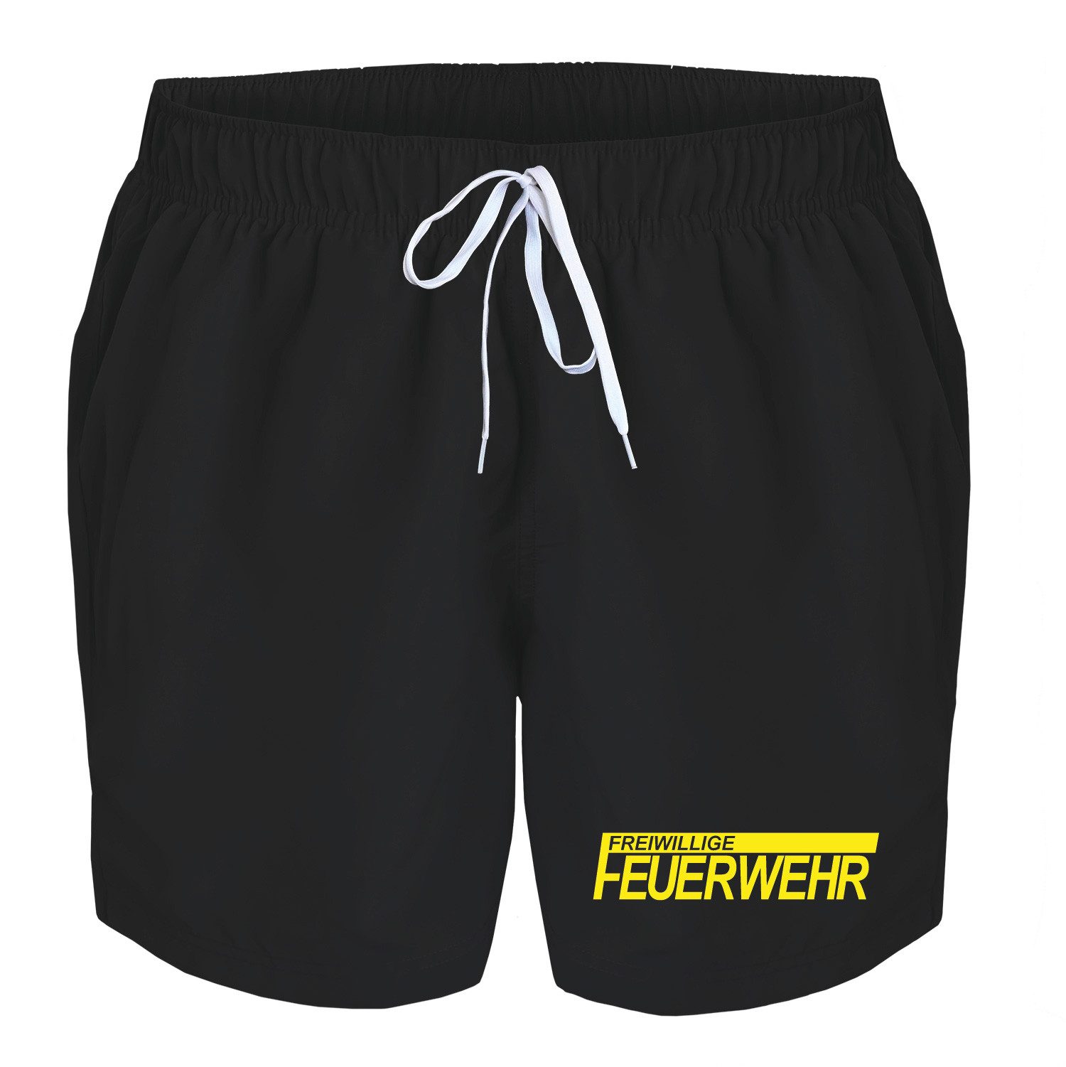 deinshirt Badehose Schwimmshorts Freiwillige Feuerwehr Integrierter Netz-Slip, aufgesetzte Gesäßtasche mit Klettverschluss