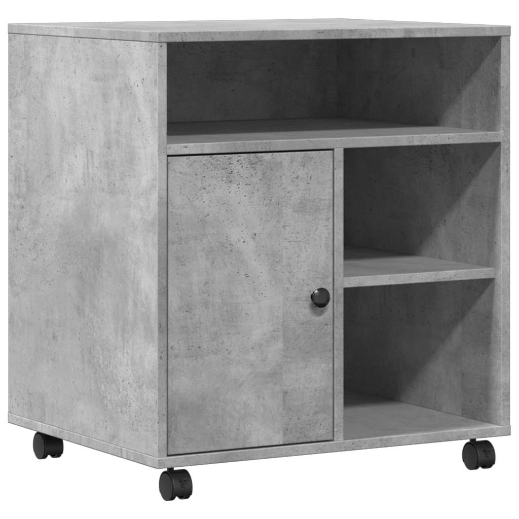 Druckertisch Druckerständer mit Rollen Betongrau 60x50x67 cm