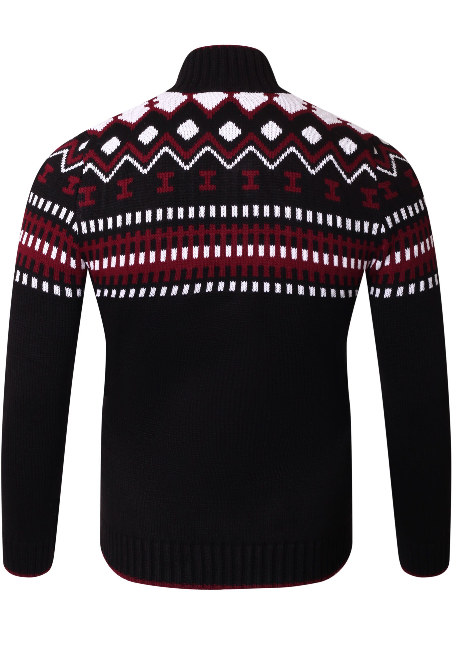 Reslad Strickpullover Reslad Herren Strickpullover Crewneck Zipper Norweger Pullover RS-3110 (1-tlg) Strickpullover Männer Norwegermuster Troyer
