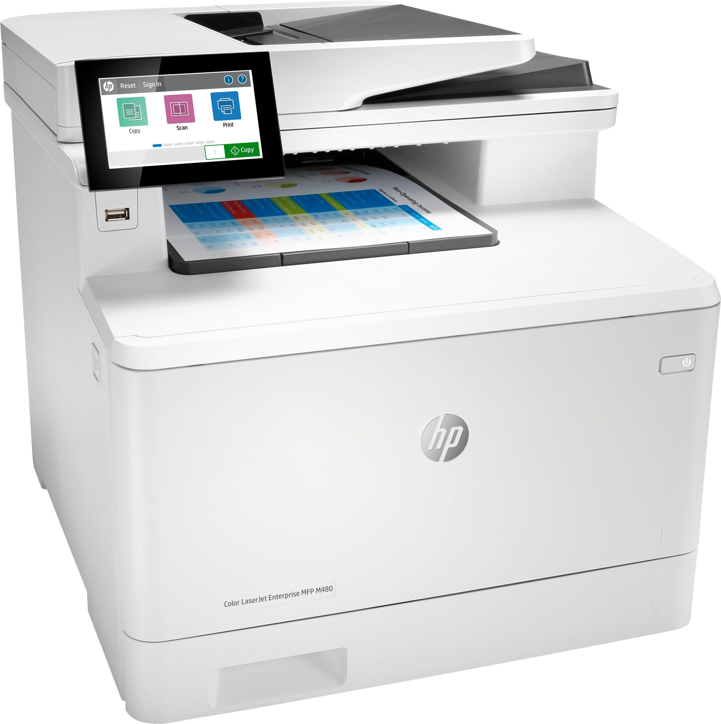 Image of HP Color LaserJet Enterprise MFP M480f Laserdrucker, (LAN (Ethernet)