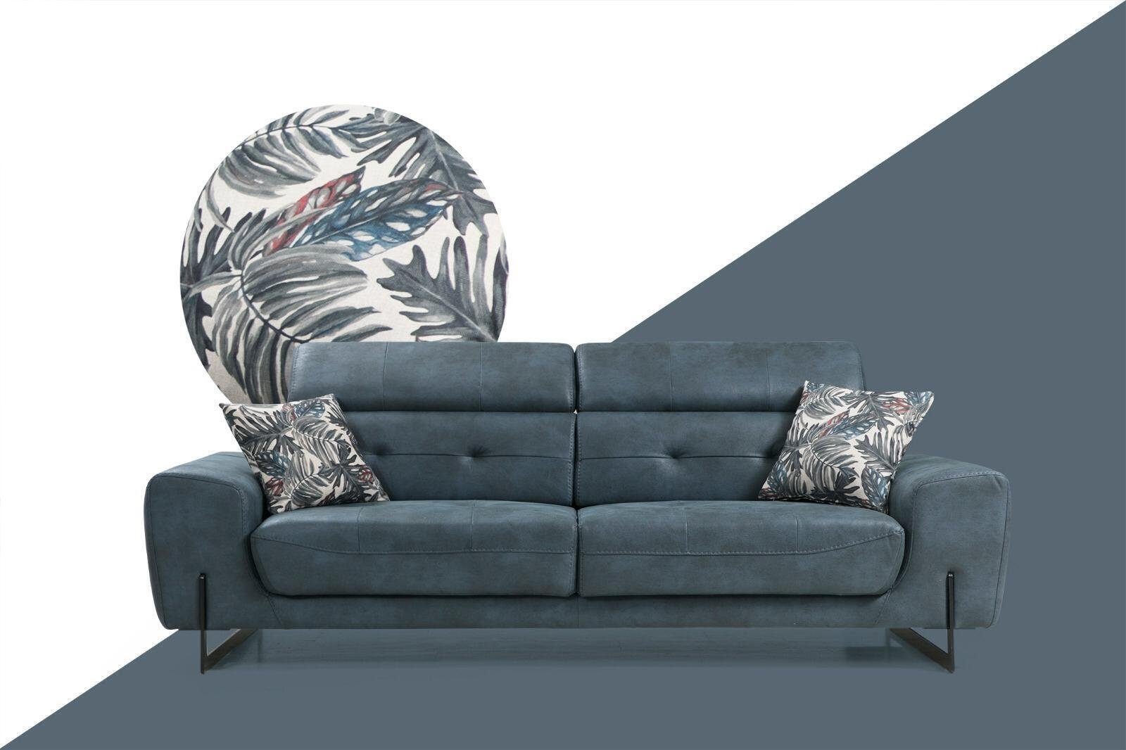 Möbel Neu, Teile, Europa Made in Sofa Modern 3-Sitzer Designer Wohnzimmer JVmoebel Sitzmöbel 1 Blau