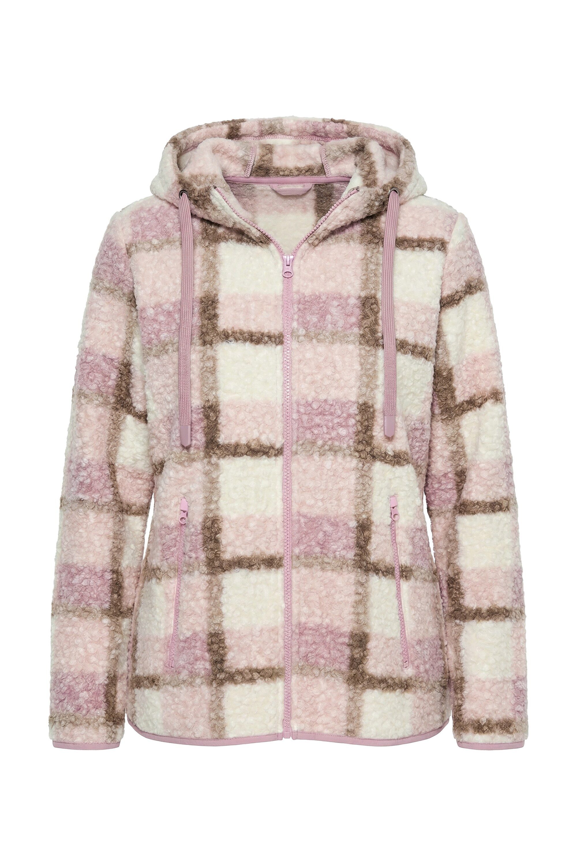 Ulla Popken Sweatjacke Teddyjacke Karomuster Kapuze Langarm
