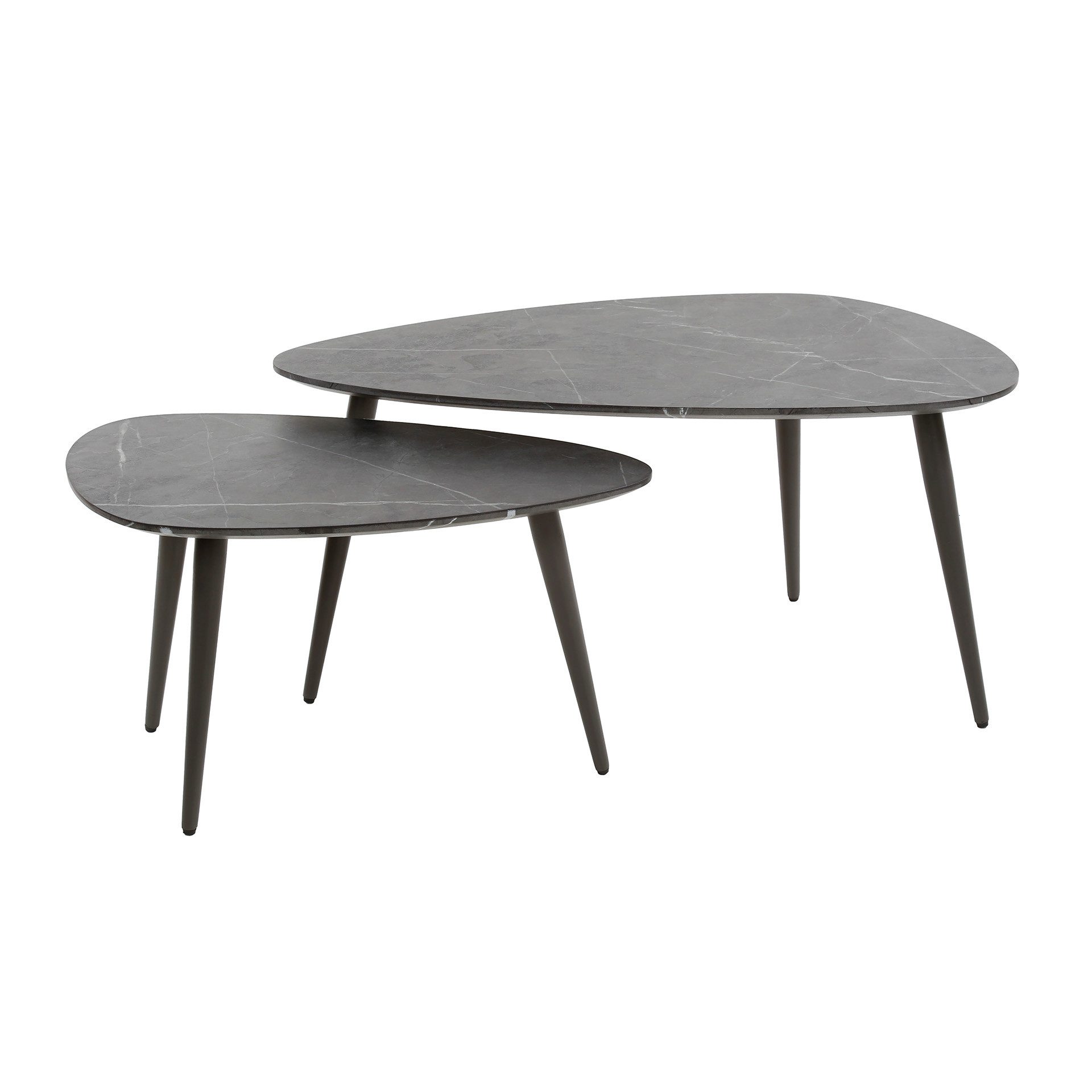 Villa Möbel Couchtisch Onyx (1 Tisch, 2-St), Organisches Couchtisch Set in dunkler Graphit Steinoptik