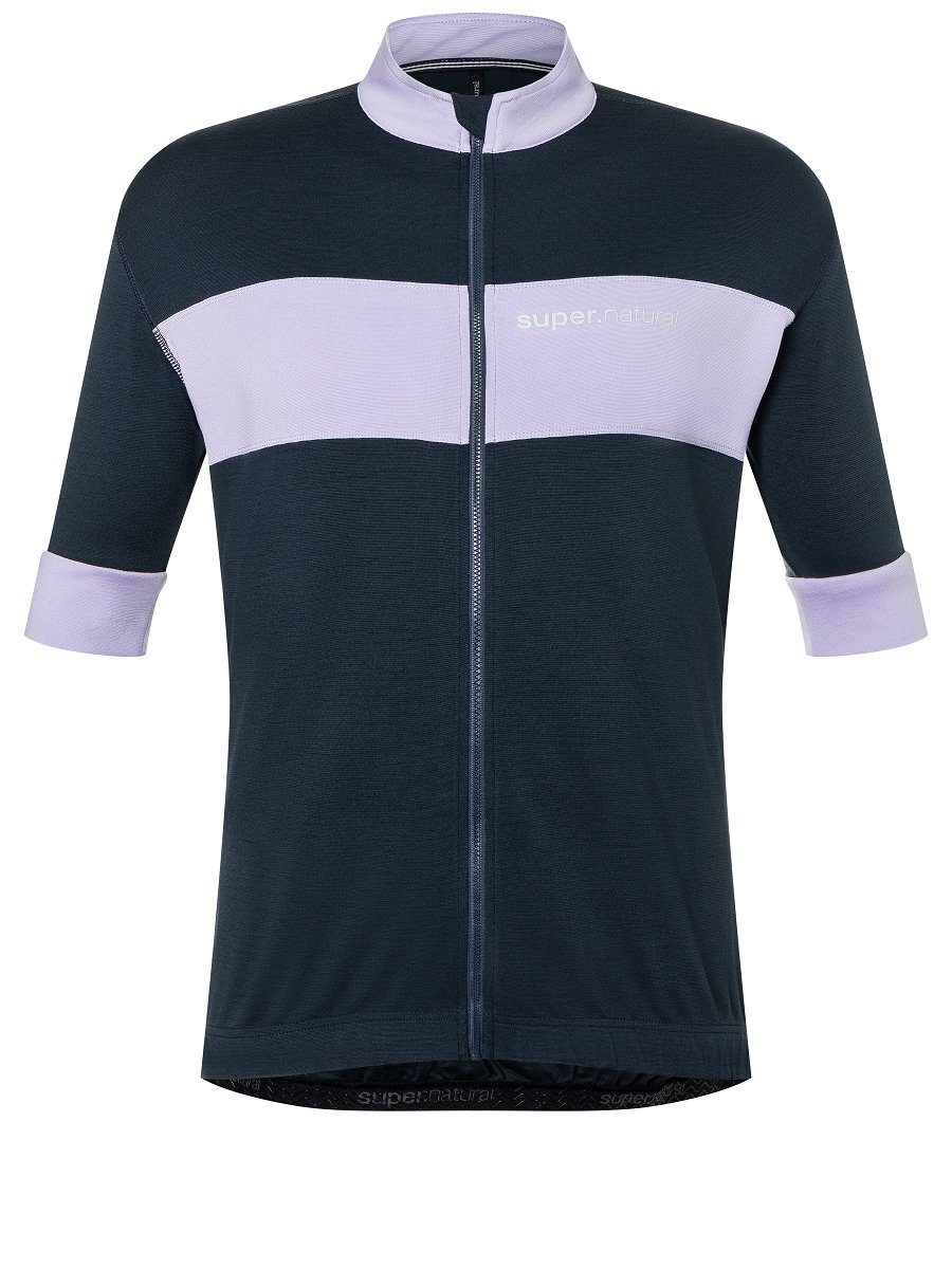 Radtrikot M reflektierenden Merino-Materialmix Logos Merino GRAVIER SUPER.NATURAL mit Fahrradtrikot CAMISA Blueberry/Lavender