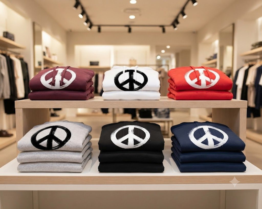 Blondie & Brownie Hoodie Peace Symbol Damen Hoodie Friedenssymbol Print Kapuzenlook (Einzelartikel, Einzelartikel) PeaceSymbol D Hoodie Zeitloses Friedensmotiv