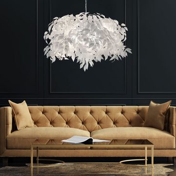 etc-shop LED Pendelleuchte, Leuchtmittel inklusive, Warmweiß, Blätter Pendel Leuchte Wohn Ess Zimmer Decken Hänge Lampe weiß im