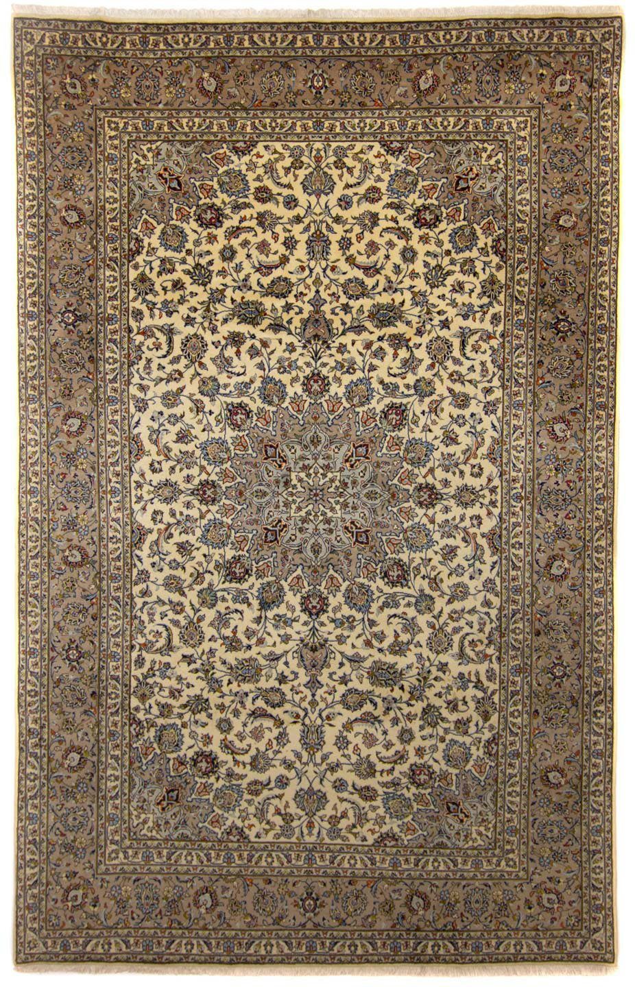 Wollteppich Keshan Medaillon Beige chiaro 365 x 247 cm, morgenland, rechteckig, Höhe: 10 mm, Unikat mit Zertifikat