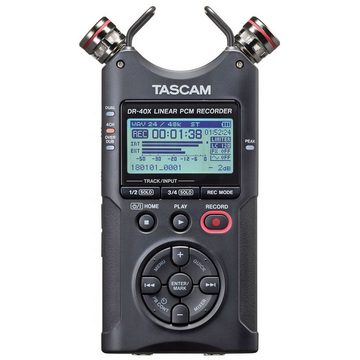 Tascam DR-40X Audio-Recorder Digitales Aufnahmegerät (mit SD-Karte)