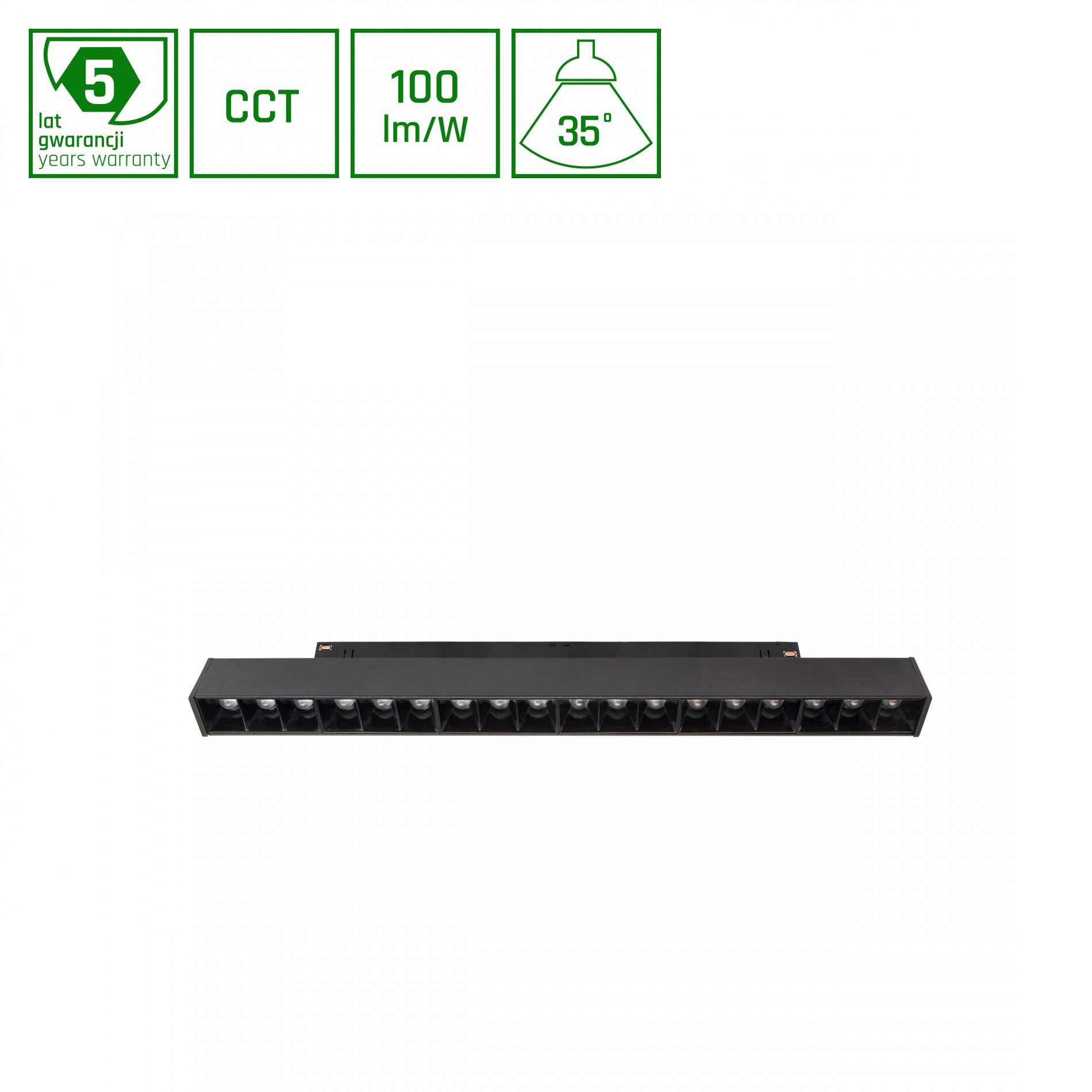 Schienensystem-Leuchten LED CCT GRID M 17W 48V Schienensystem 35° UGR<19 1700lm 2700-4000K CCT