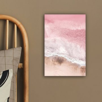 OneMillionCanvasses® Leinwandbild Meer - Strand - Rosa - Natur, (1 St), Leinwandbild fertig bespannt inkl. Zackenaufhänger, Gemälde, 20x30 cm