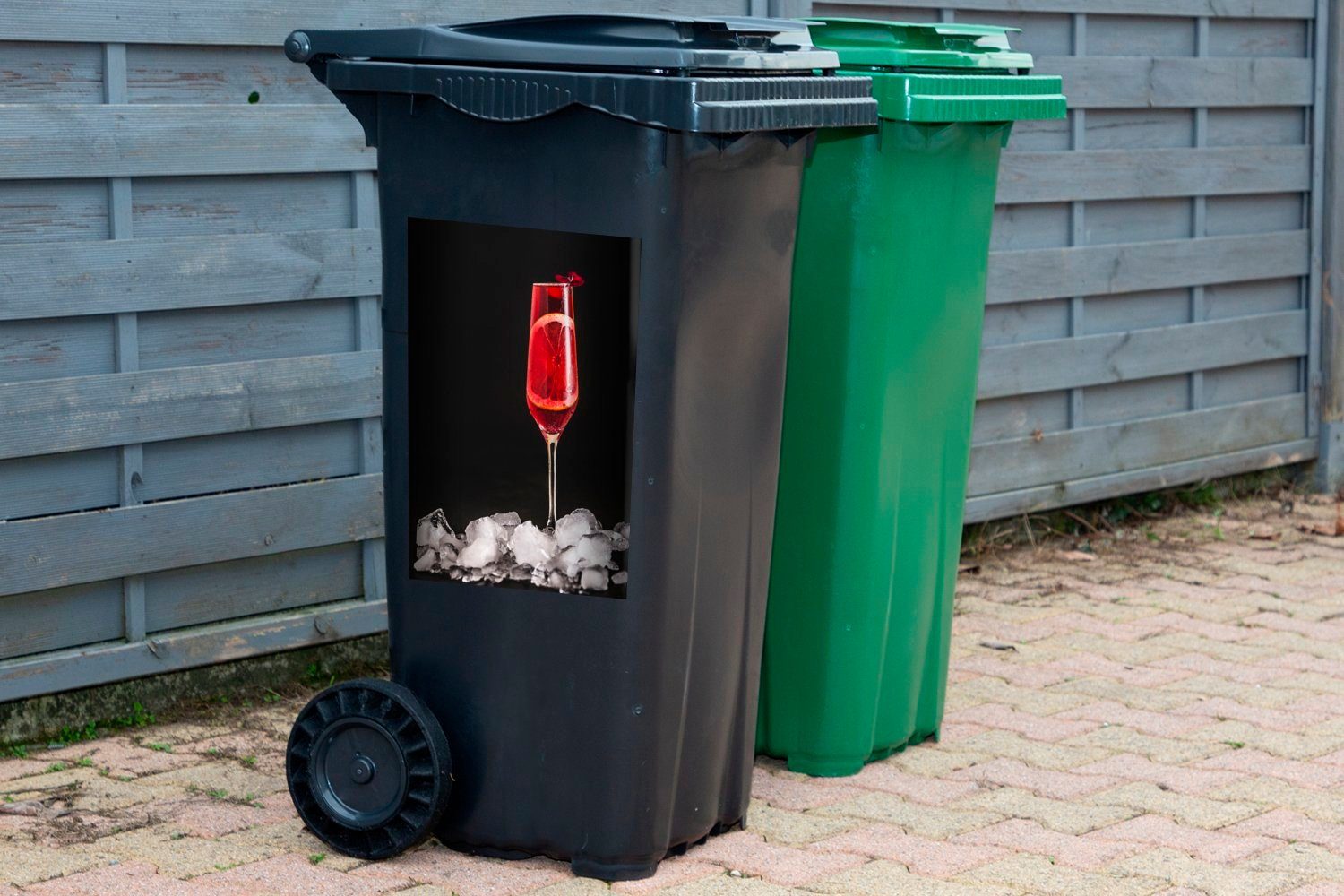 Sticker, Mülleimer-aufkleber, Mülltonne, Getränk Abfalbehälter mit Wandsticker St), Glas Container, MuchoWow Orange rotes (1