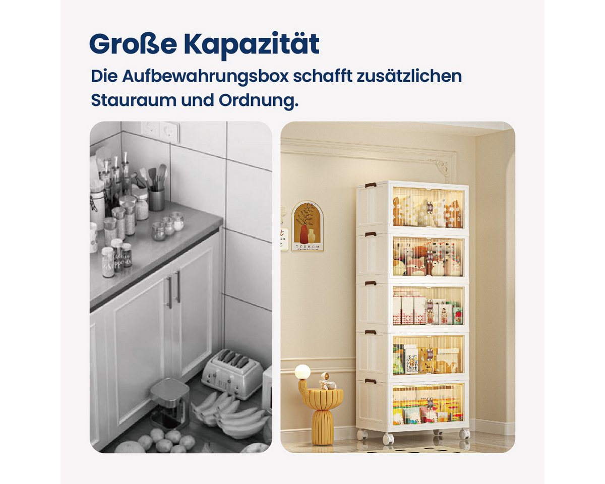 Thumbnail - Heikoeco Aufbewahrungsbox Frei kombinierbar Mehrzweckschrank mit 3/4/5 Ebene aus Kunststoff auf (faltbare aufbewahrungsb...
