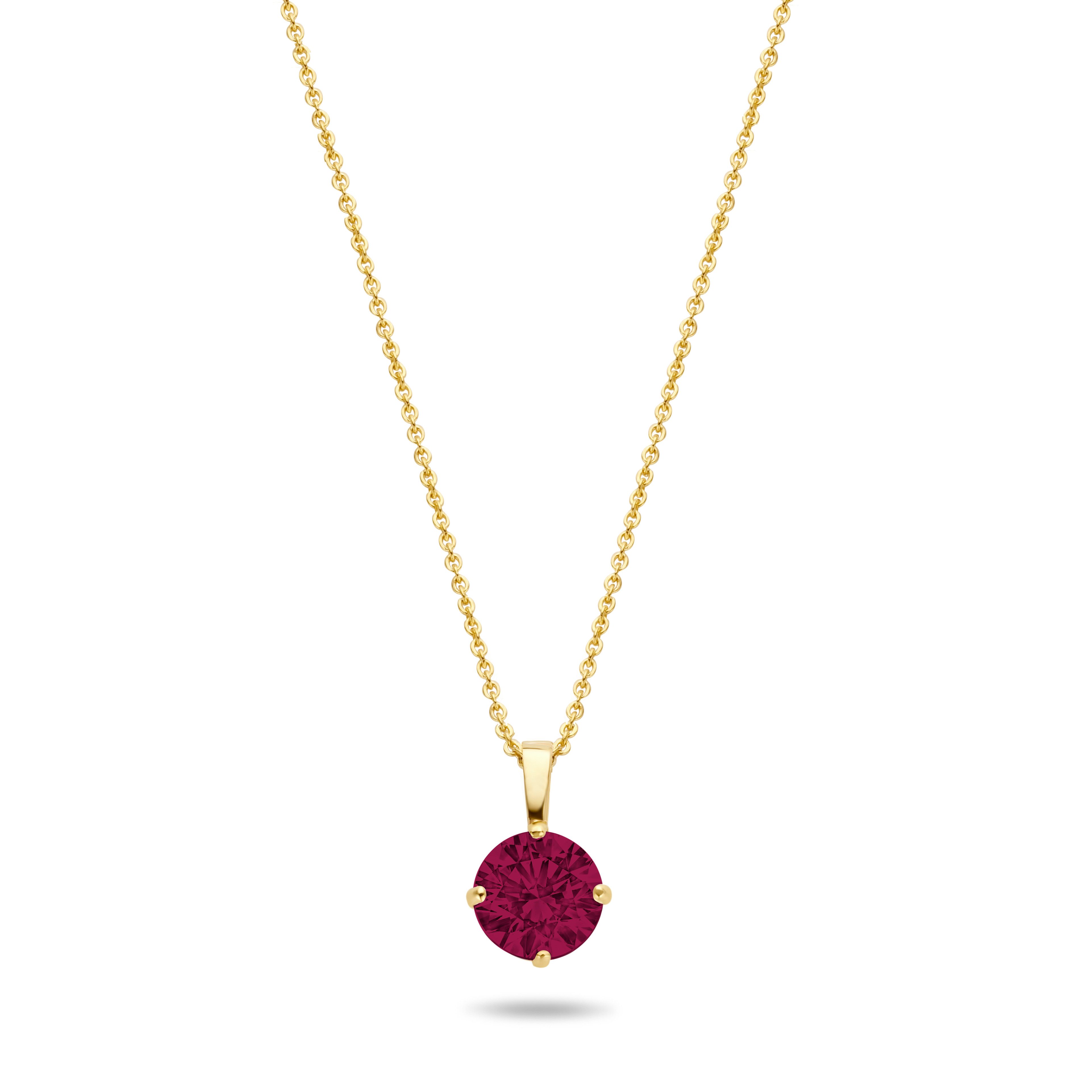 NICEANDnoble Kettenanhänger 585er Gelbgold Kettenanhänger Zirkonia rund 4 mm rubinrot – Bild 2 von 3