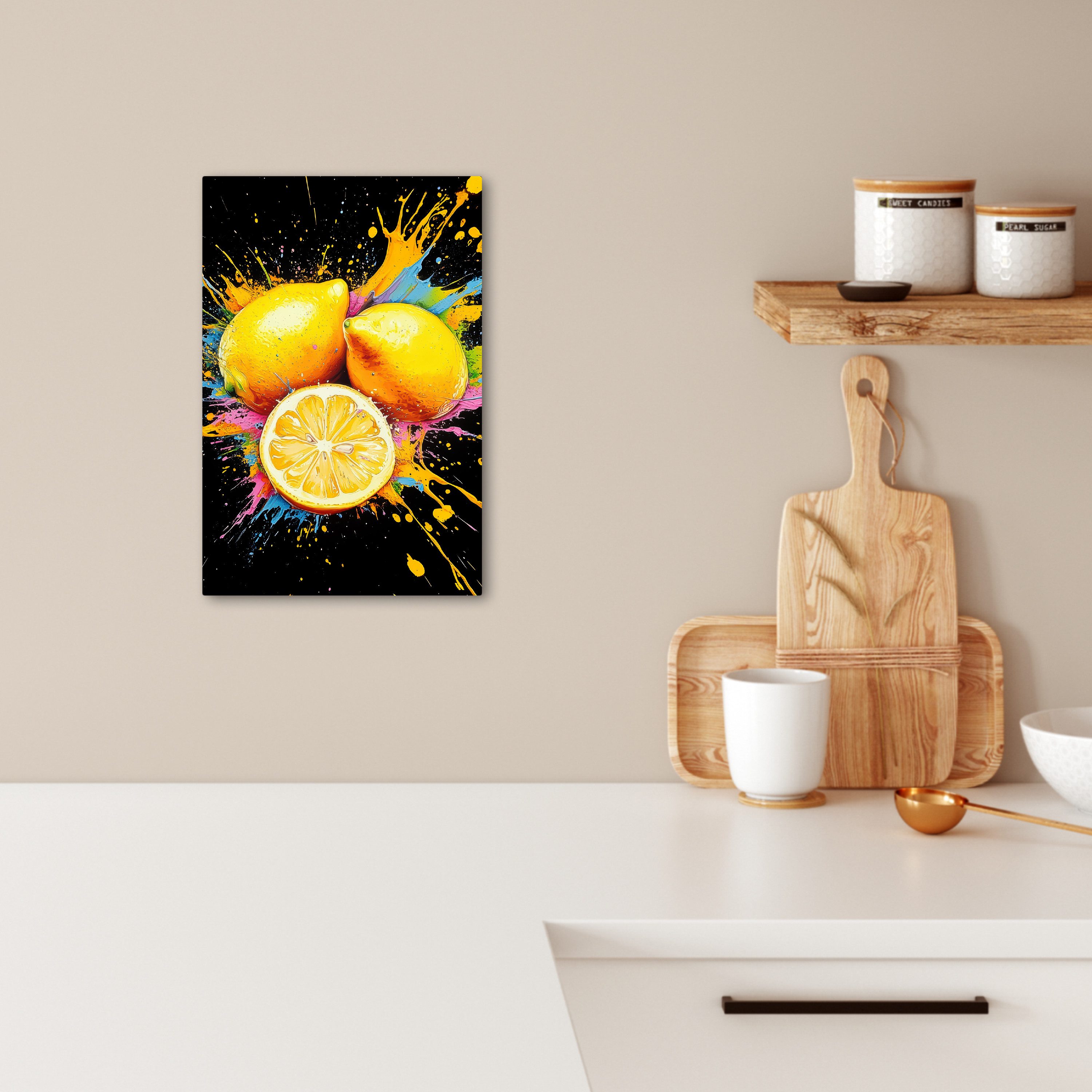 OneMillionCanvasses® Leinwandbild Zitrone - Graffiti - günstig online kaufen