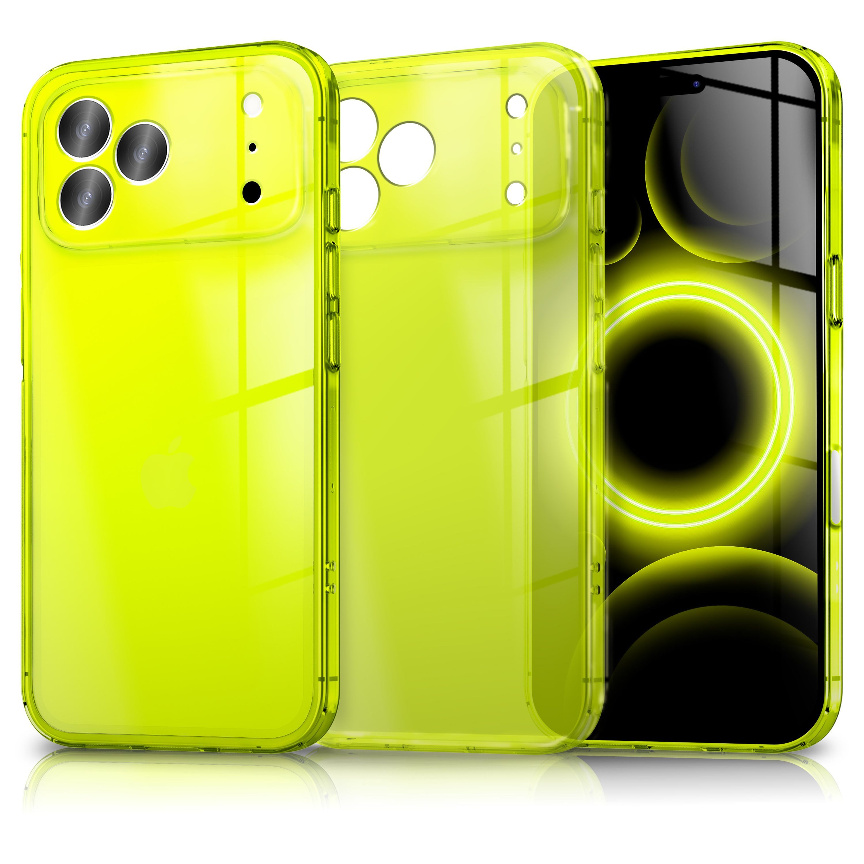 Nalia Smartphone-Hülle Apple iPhone 17 Pro Max, Leuchtende Neon Farbe / Durchsichtig / Anti-Gelb / Soft TPU & Flexibel