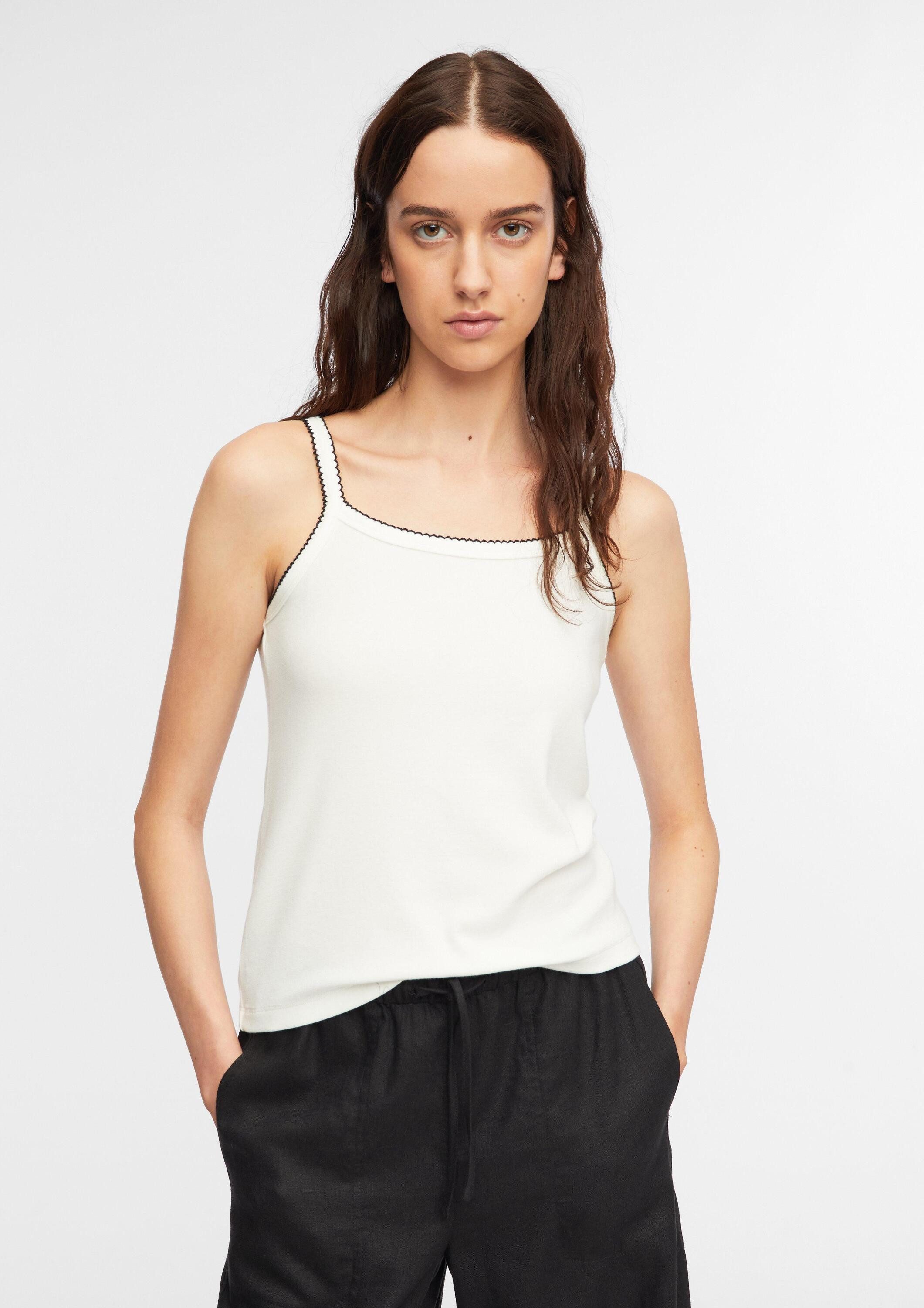 comma Muskelshirt T-Shirt Spaghettiträgertop aus Viskosemix mit Kontrastdetail