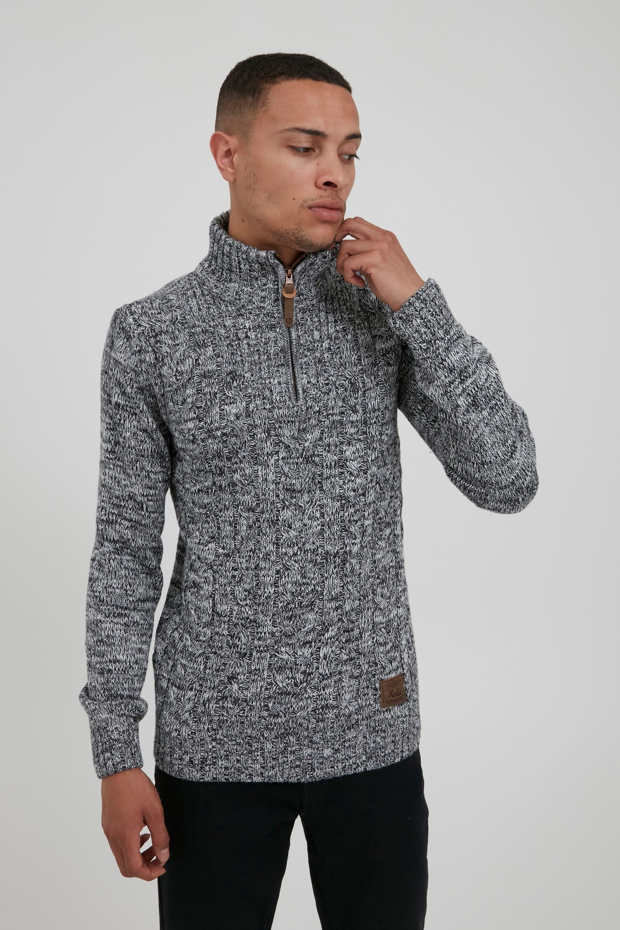 !Solid Troyer SDPankraz Strickpulli mit Zopfstrickmuster