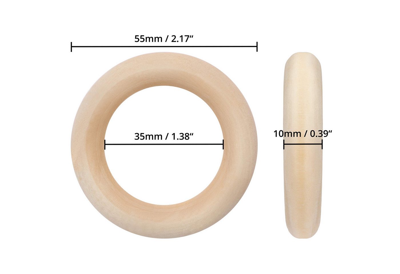 Thumbnail - Kurtzy Kantholz Natürliche Holzringe 50 Stück - 5mm Außen, 35mm Innen, (50-tlg)