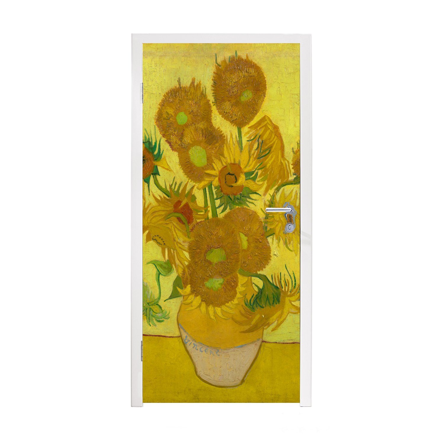 MuchoWow Gogh, für (1 van 75x205 Türtapete Vincent Sonnenblumen Tür, bedruckt, St), - Türaufkleber, cm Fototapete Matt,