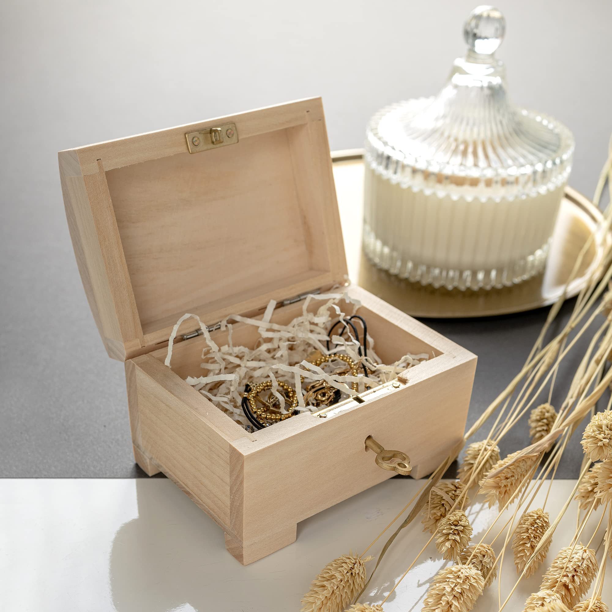 Creative Deco Aufbewahrungsbox Schatztruhe mit Deckel, Schloss und Schlüssel