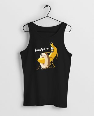 MoonWorks Tanktop Herren Tanktop Food Porn Motiv Spruch lustig Banane Donut Muscle Shirt Achselshirt Moonworks® mit Print