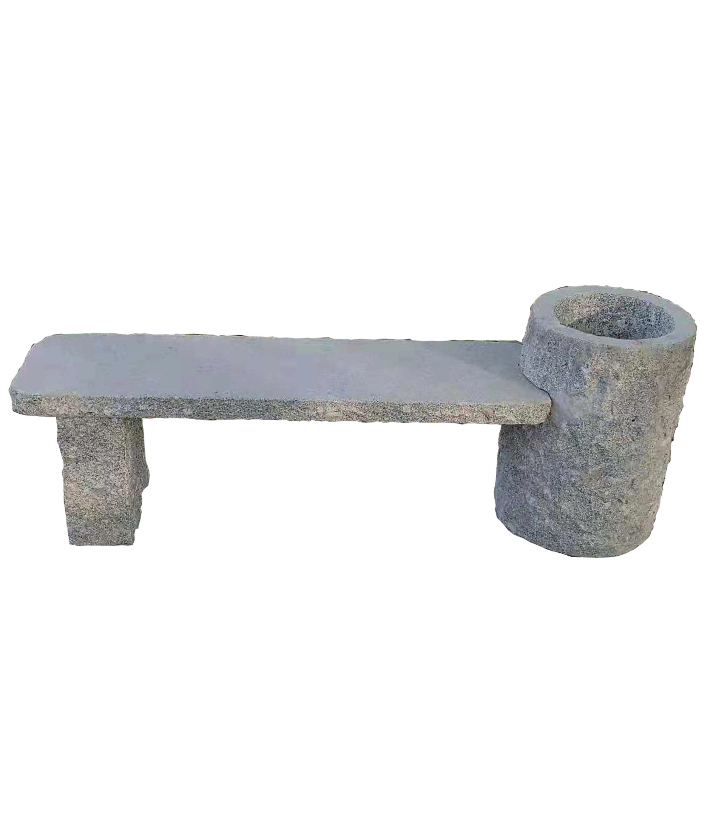 Dehner Gartenbank Flora mit Pflanztrog, 130 x 45 x 30 cm, Granit, Sitzfläche und Füße aus hochwertigem Granit, moderne Gestaltung