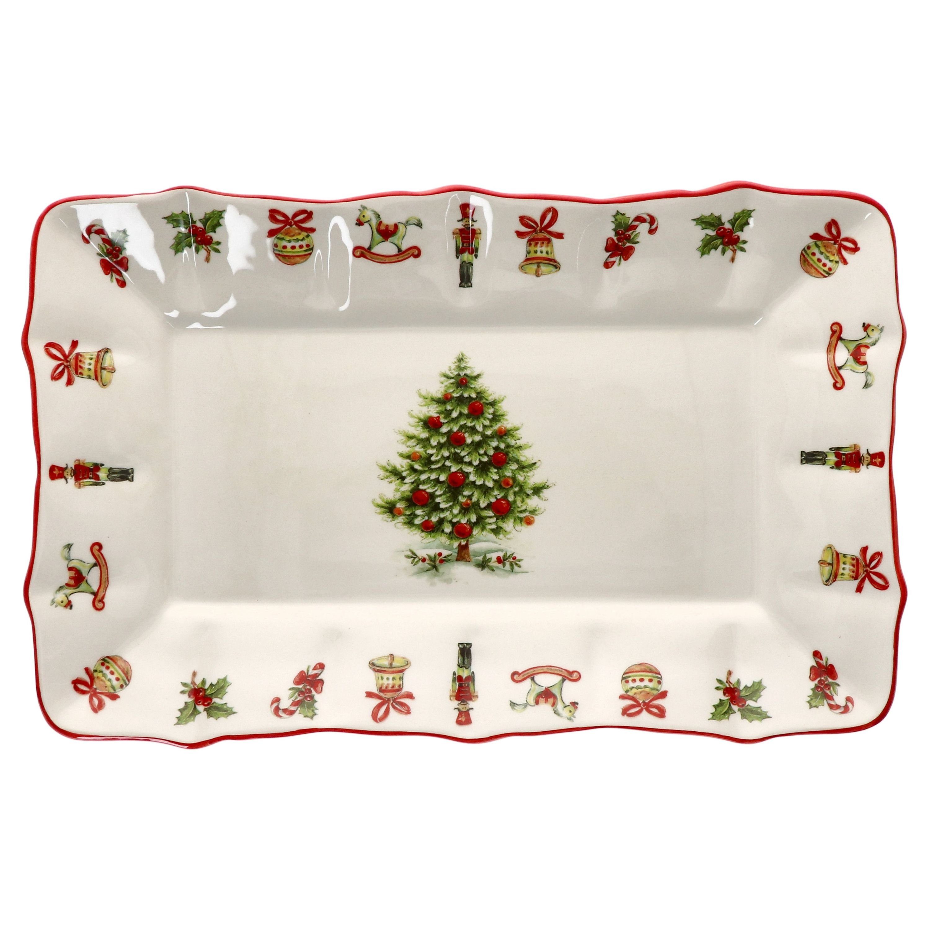 MamboCat Servierplatte Maestro Natale Kuchenplatte rechteckig Keramik Weihnachten Stollen, Keramik