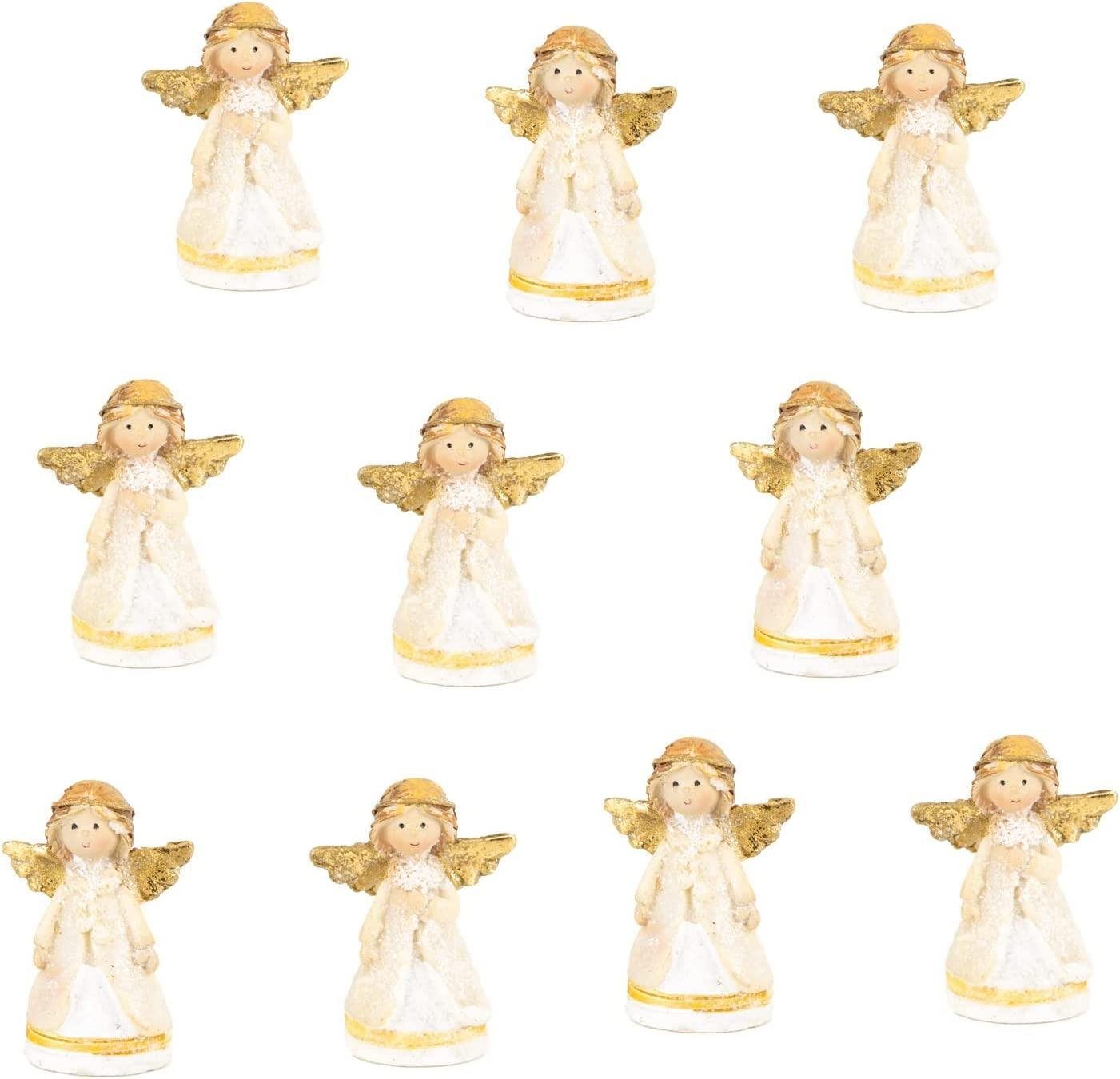 Logbuch-Verlag Weihnachtsfigur Engelfiguren und einem Figuren biel - gold St), (Set, Lächeln süßen Glitzer Glücksbringer Schutzengel Engel 10 mit 10