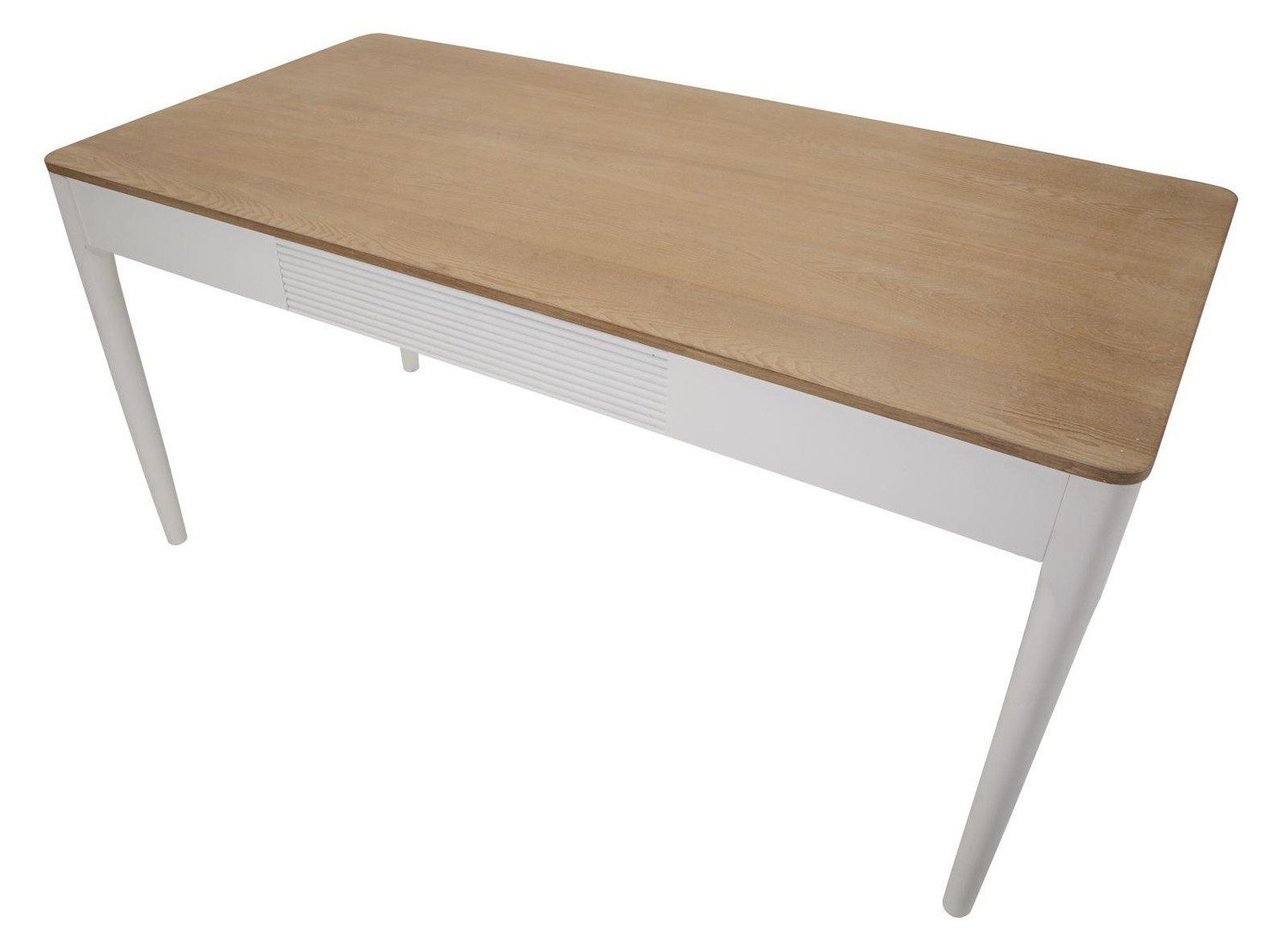 Natur24 Esstisch Tavolo Esstisch 180 x 60 x 80 cm Esche Pinie MDF Metall Weiß Braun