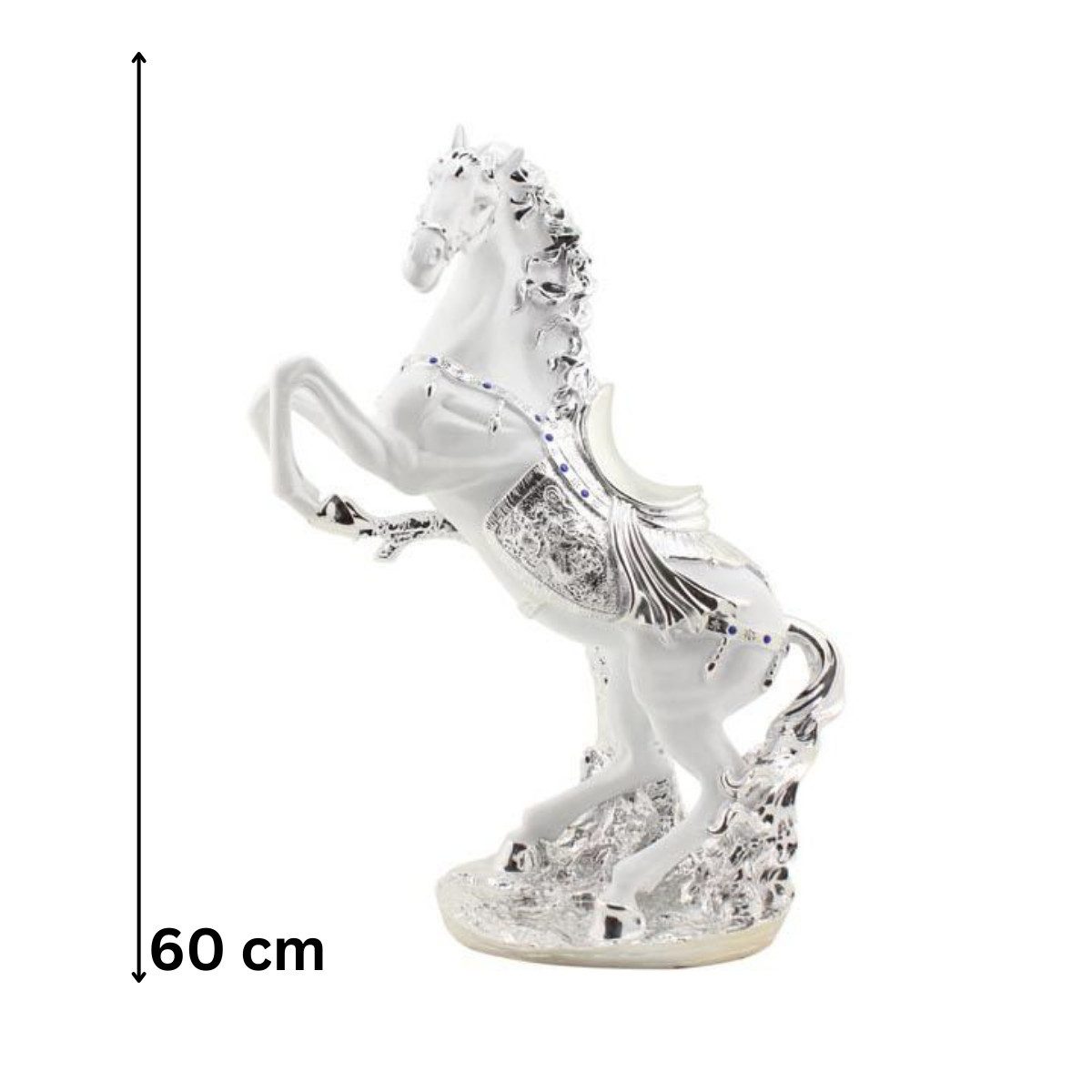 alesvelt Dekofigur Moderne edle Pferd Figur in Schwarz-Weiß 60 cm aus Keramik