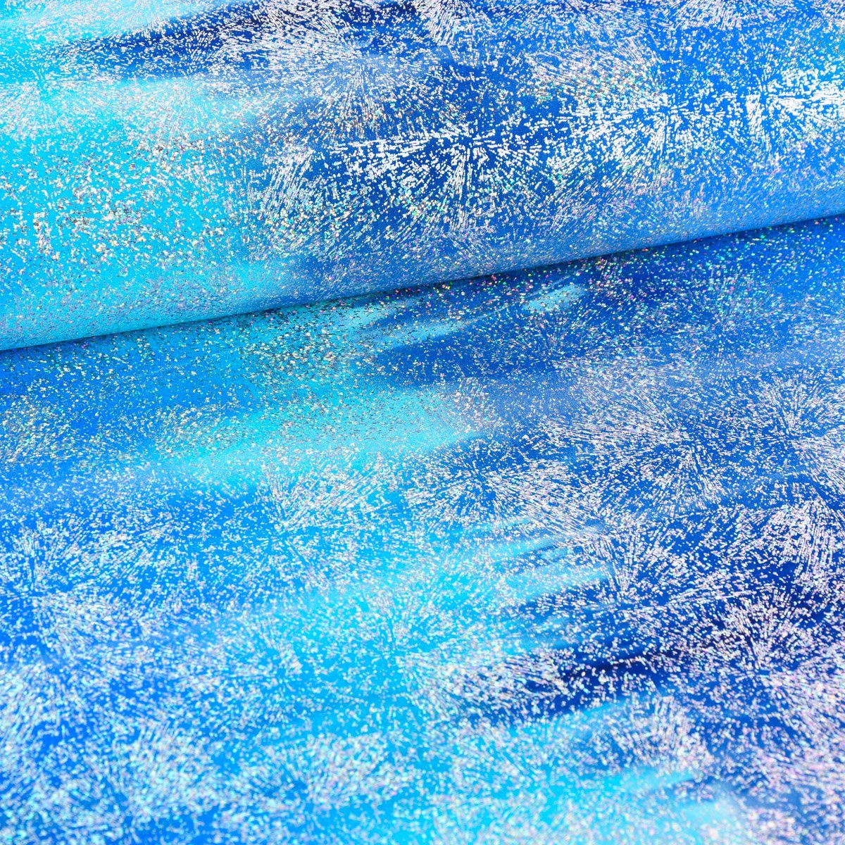 SCHÖNER LEBEN. Stoff Jerseystoff Stretch Jersey Glitzer Neonfarben blau 1,5m Breite, mit Metallic-Effekt