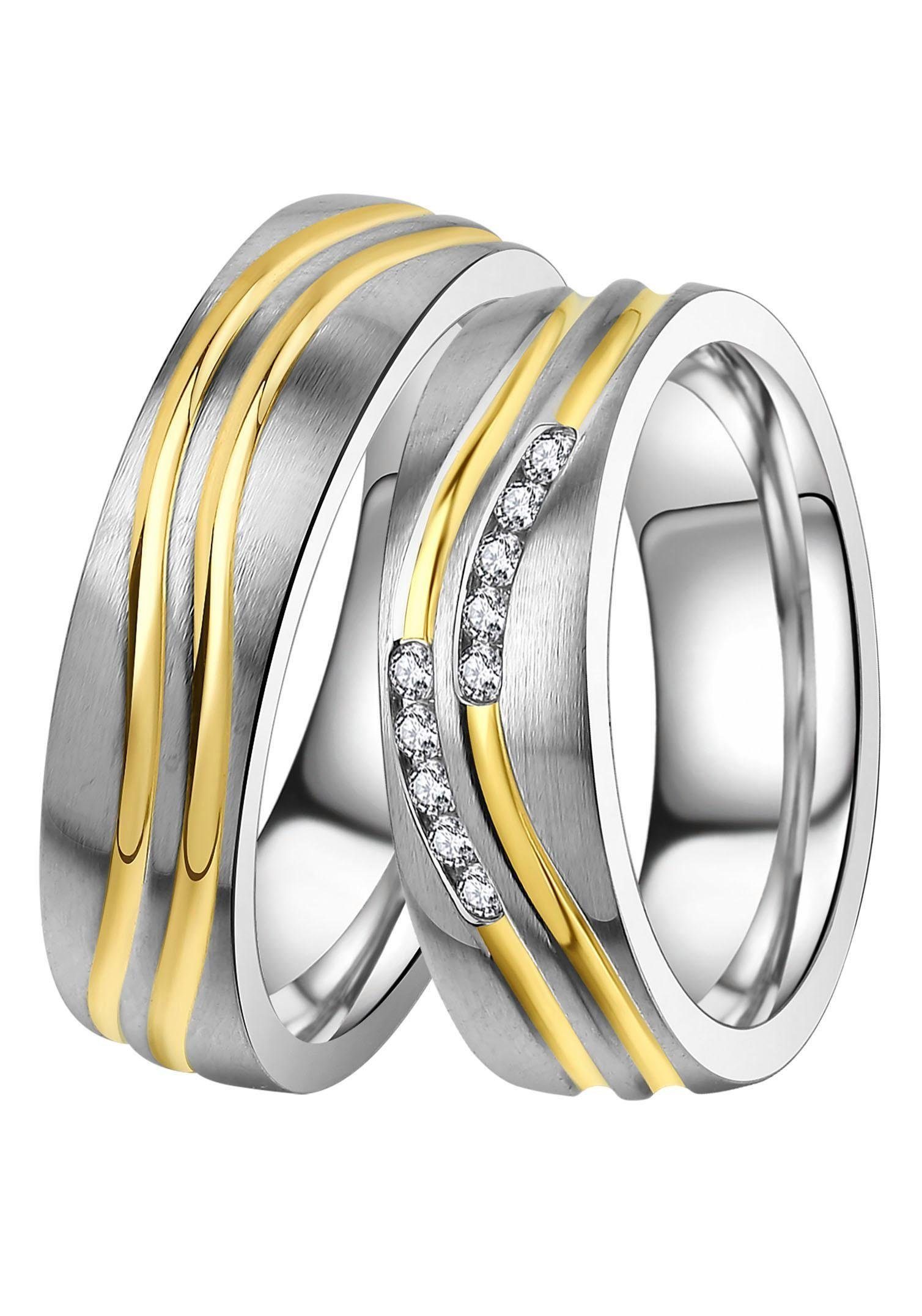 DOOSTI Trauring Schmuck Geschenk Edelstahl Trauring Ehering Partnerring LIEBE, Made in Germany, wahlweise mit oder ohne Zirkonia