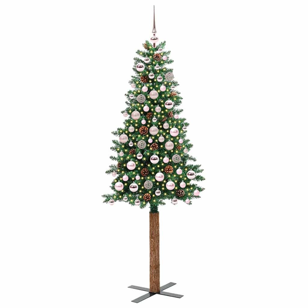 vidaXL LED Baum Schlanker Weihnachtsbaum mit 300 LEDs mit Ständer Grün 180 cm