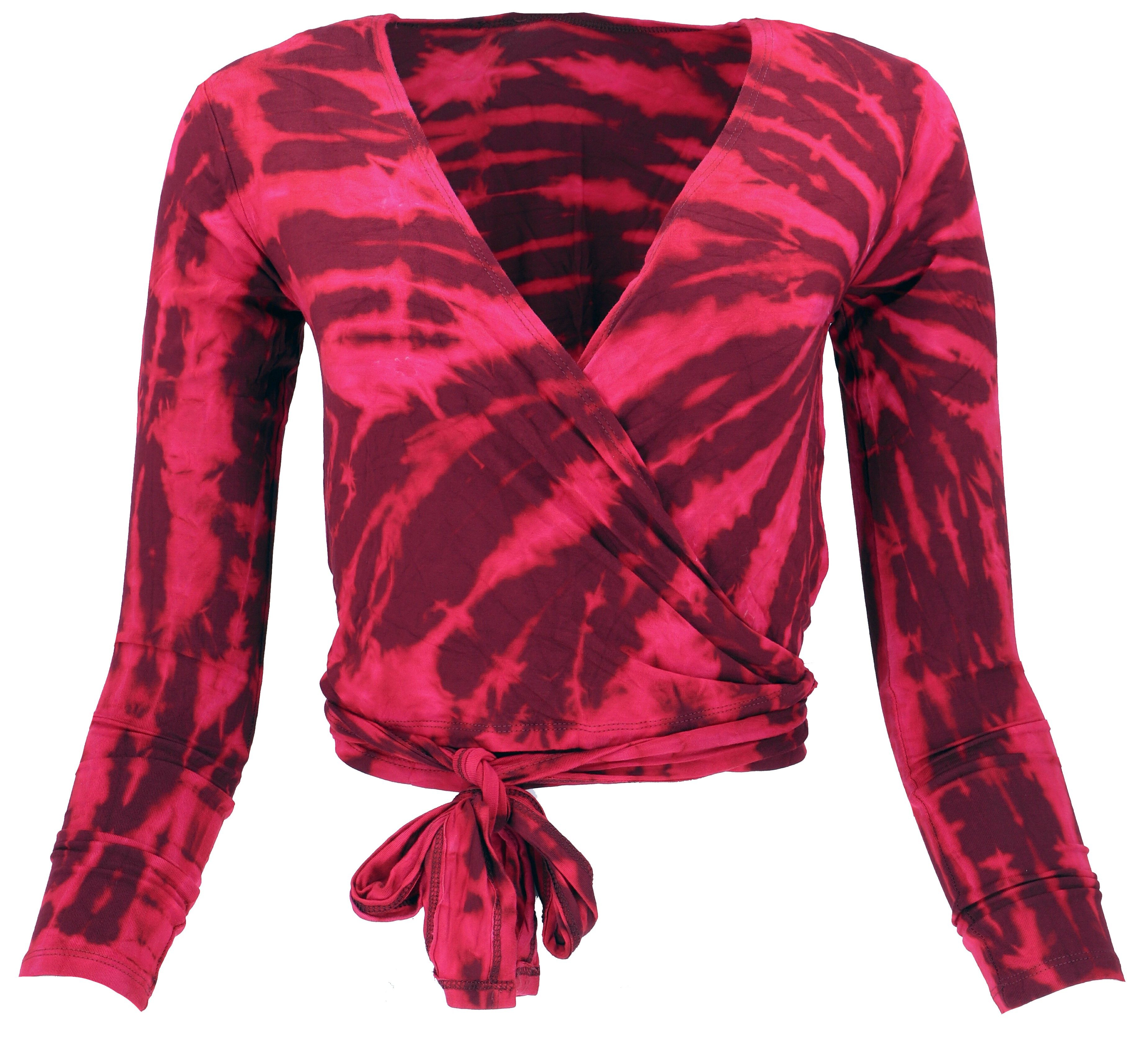 Guru-Shop Longsleeve Batik Wickeltop, Yogatop, Langarmshirt - pink alternat günstig online kaufen