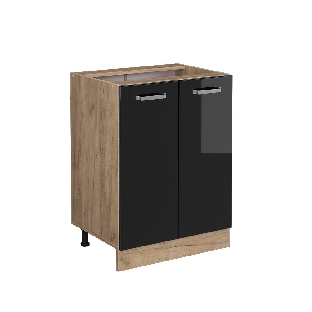 Vicco Unterschrank R-Line, Schwarz Hochglanz/Goldkraft Eiche, günstig online kaufen