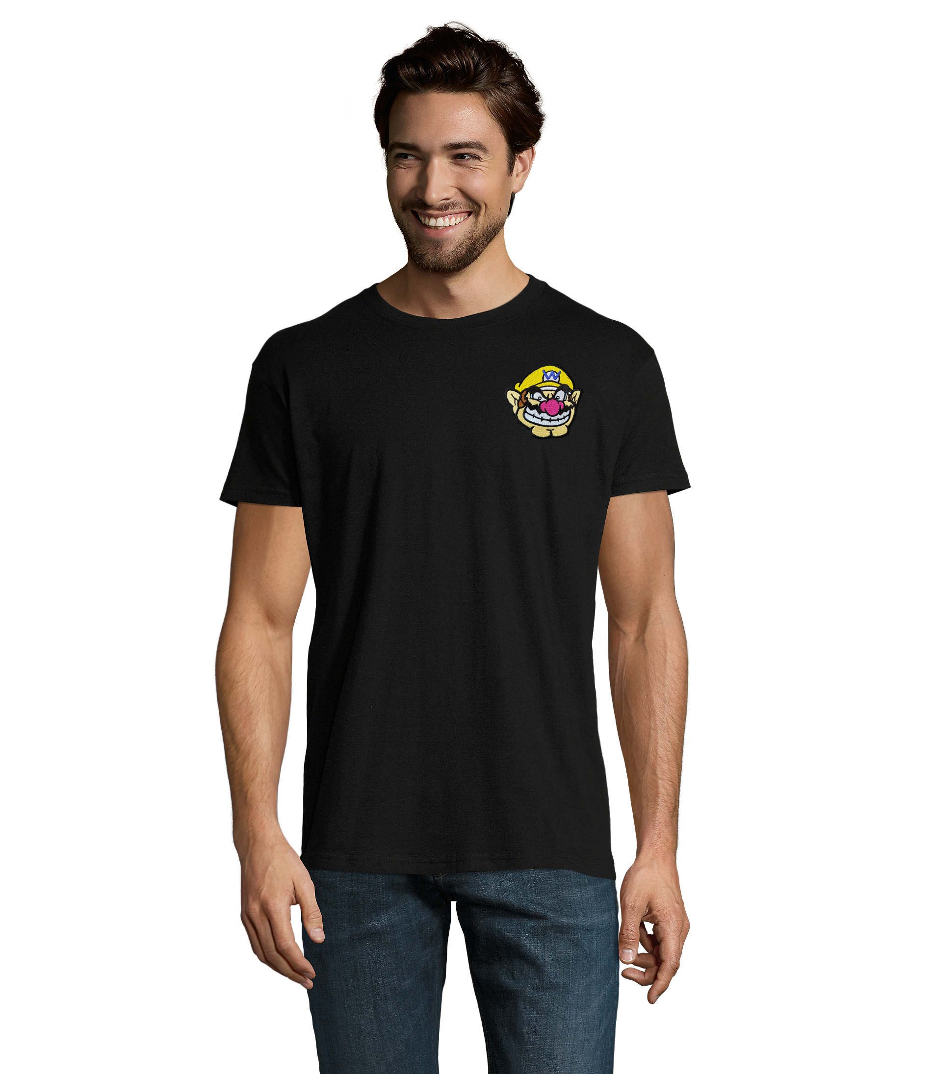Blondie & Brownie T-Shirt WarioPatch H Tee Herren Gamer Shirt Retro Rundhals Freizeit WarioPatch Retro Herren Shirt