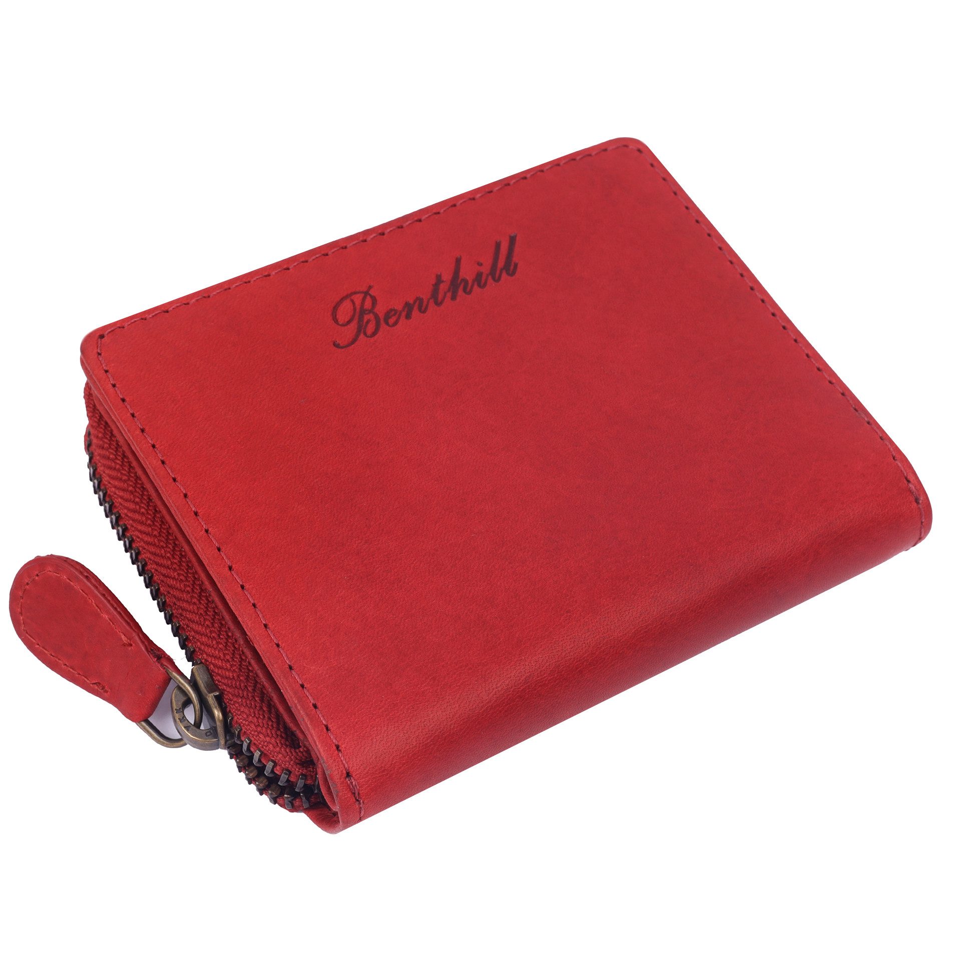 Benthill Geldbörse Klein Echt Leder RFID Damen & Herren Geldbeutel Slim-Wallet Portmonee, RFID-Schutz Kartenfächer Münzfach Reißverschlussfach – Bild 4 von 5