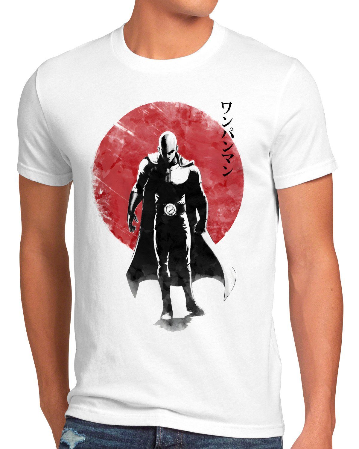 style3 Print-Shirt Herren T-Shirt Sunset Hero one punch man saitama manga anime