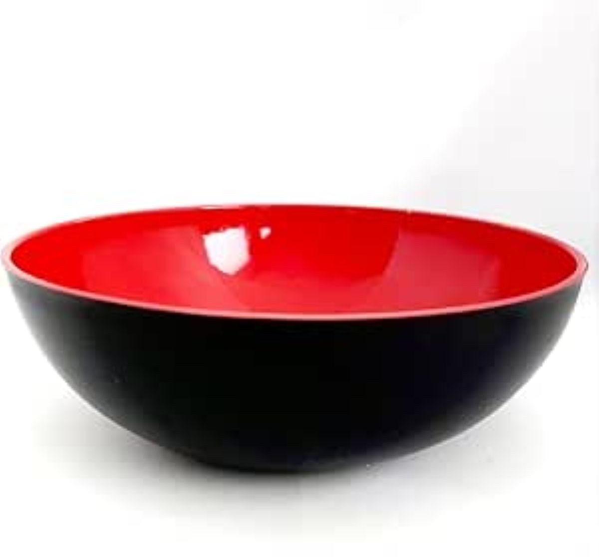 Florissima Pflanzschale Übertopf, Dekoschale für Blumen outdoor für Balkon, Terrasse & Garten (1 Stück), 25cm Durchmesser, außen matt schwarz, innen hochglanz rot