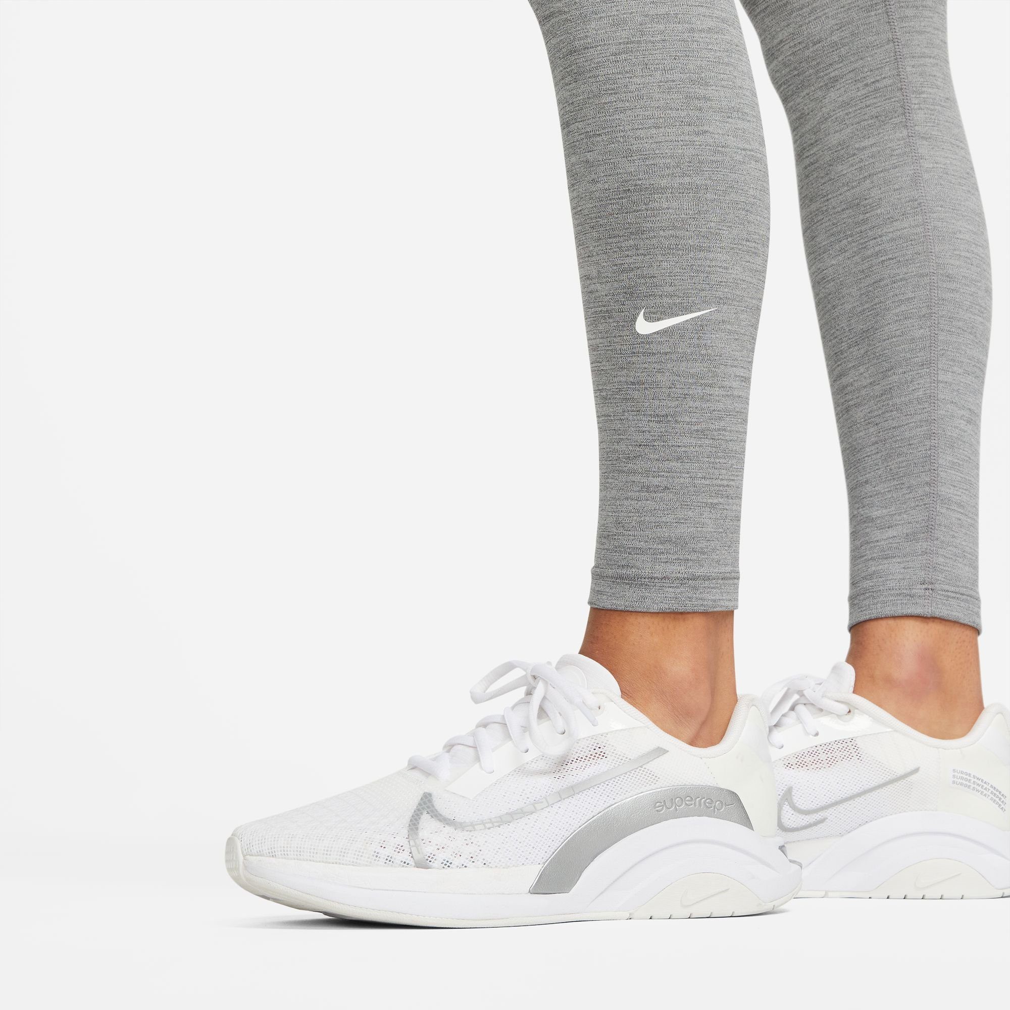 Nike Trainingstights ONE WOMEN'S LEGGINGS GREY/HTR/WHITE HIGH-RISE IRON